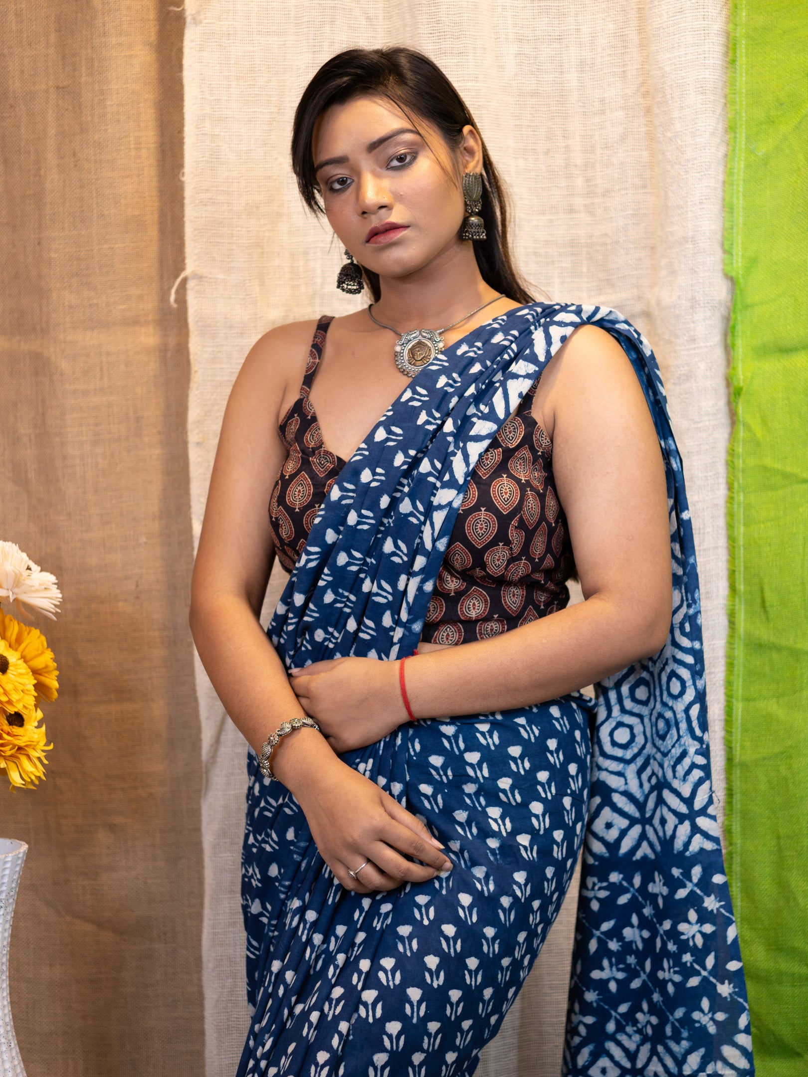 Sleeveless Cotton Saree Blouse