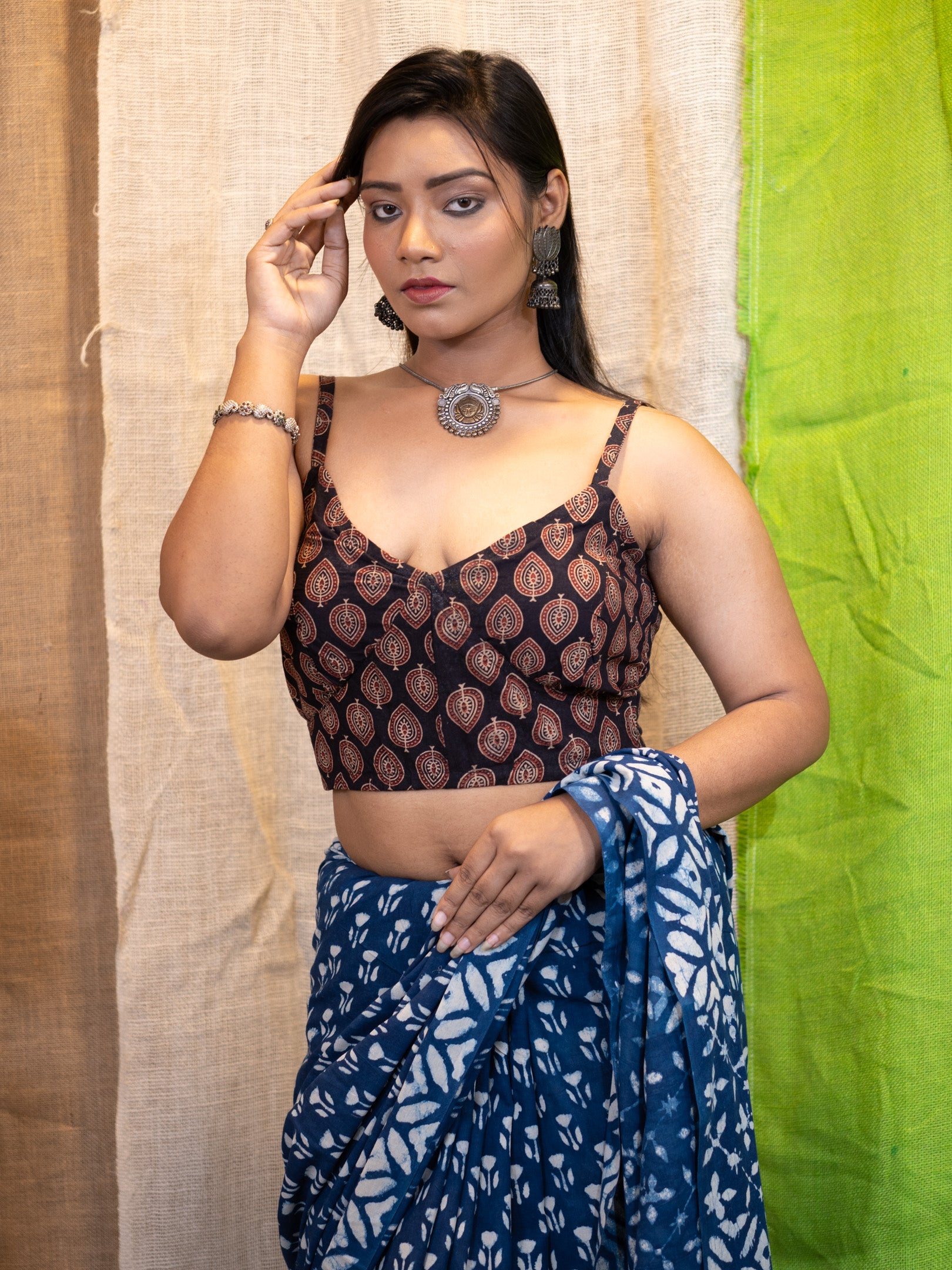 Sleeveless Cotton Saree Blouse