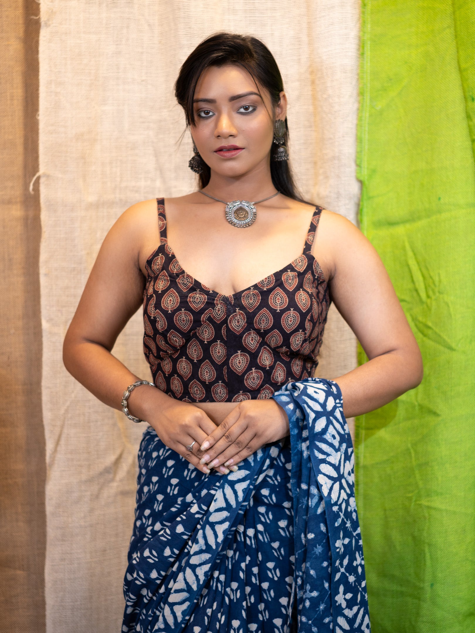 Sleeveless Cotton Saree Blouse