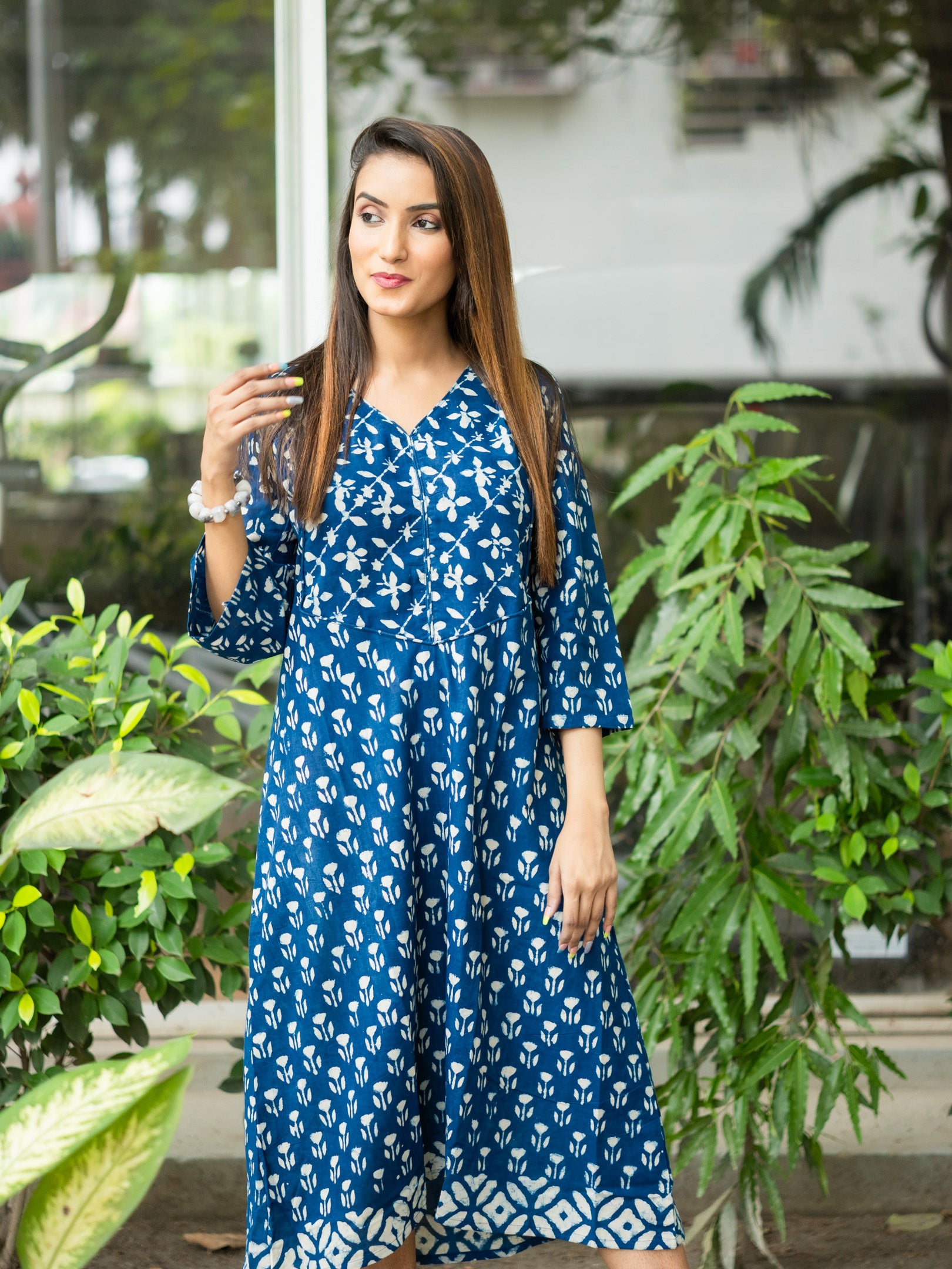 Indigo Dotted Cotton Dress
