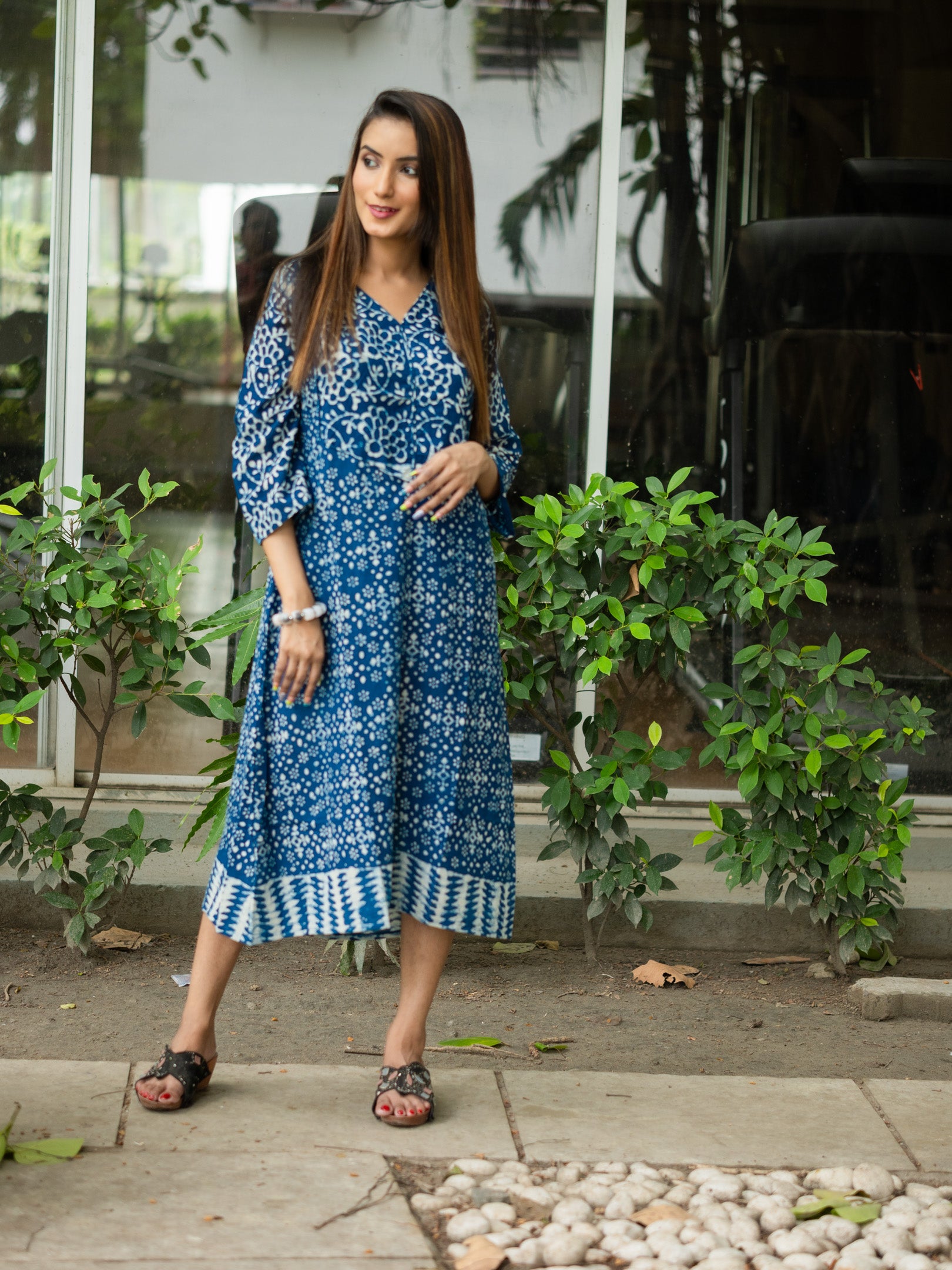 Indigo Flair Cotton Dress