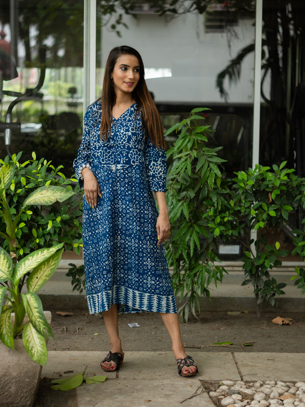 Indigo Flair Cotton Dress