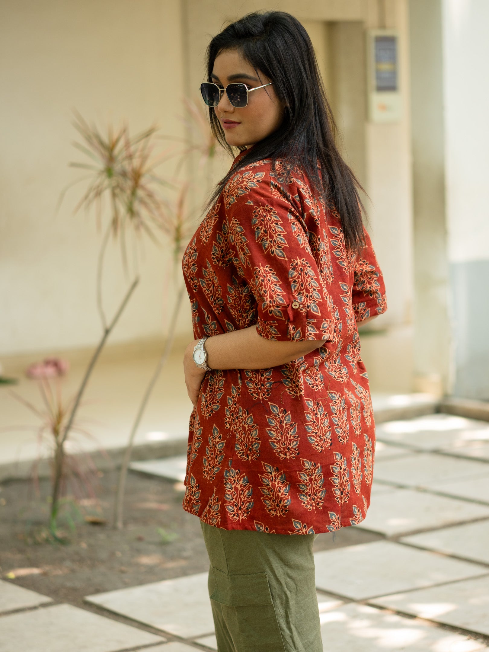 Brown printed shirt