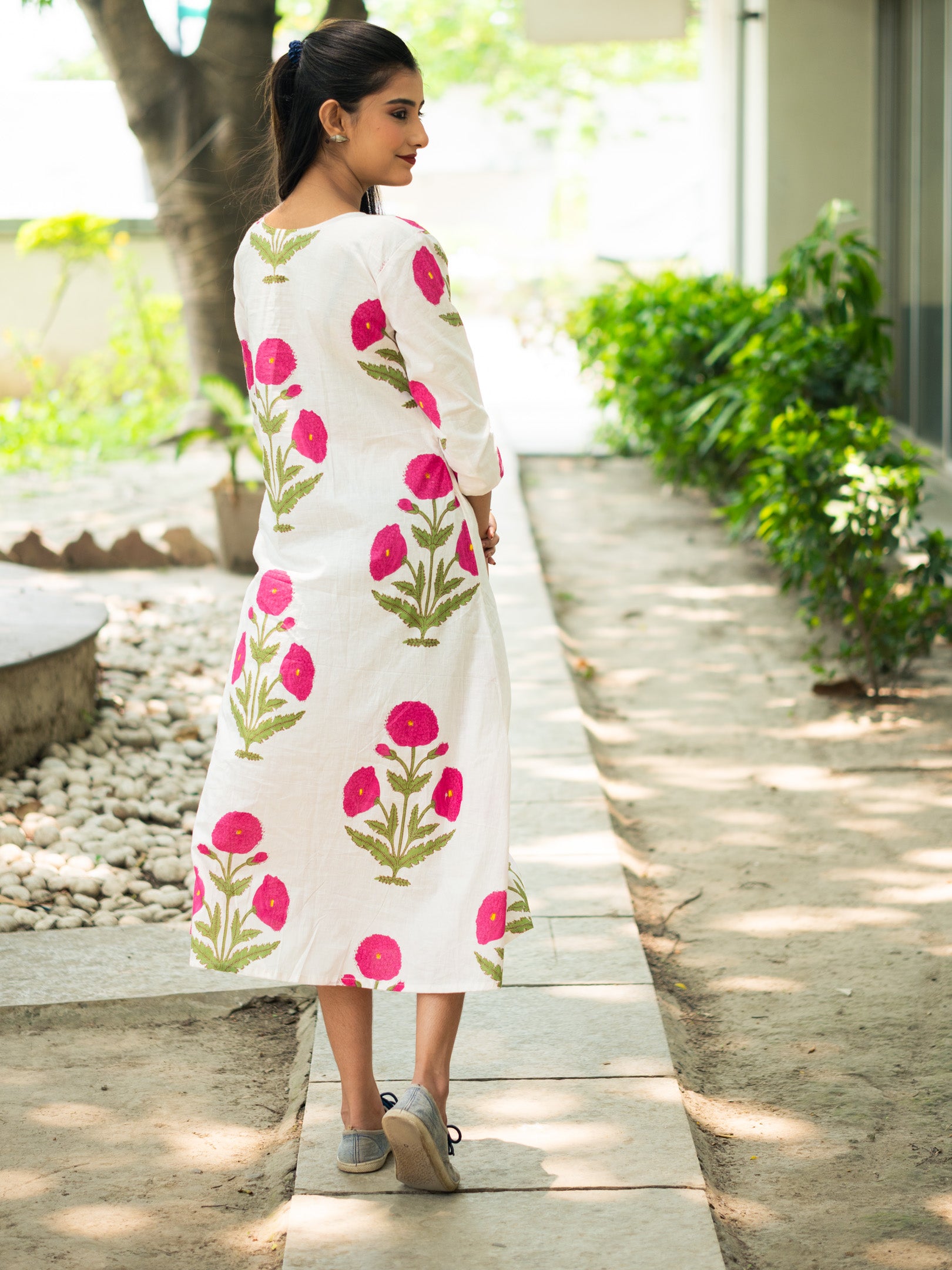 White floral printed dress