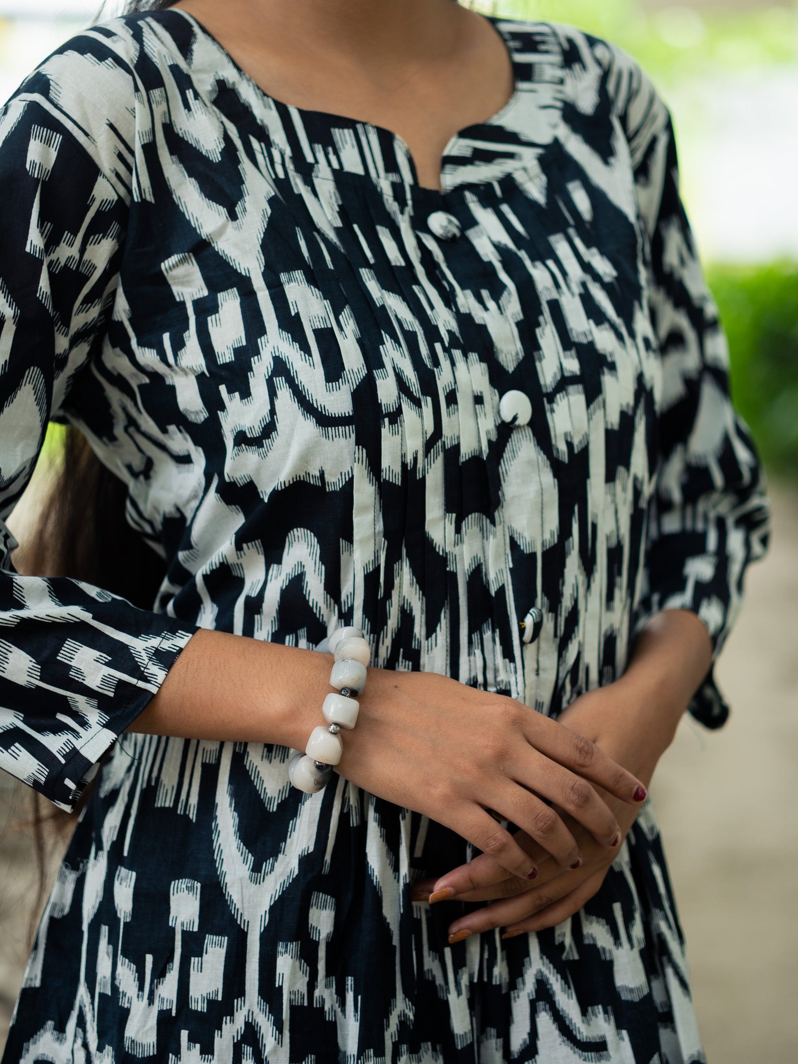 Noir Rhythm Black Ikkat Cotton Dress