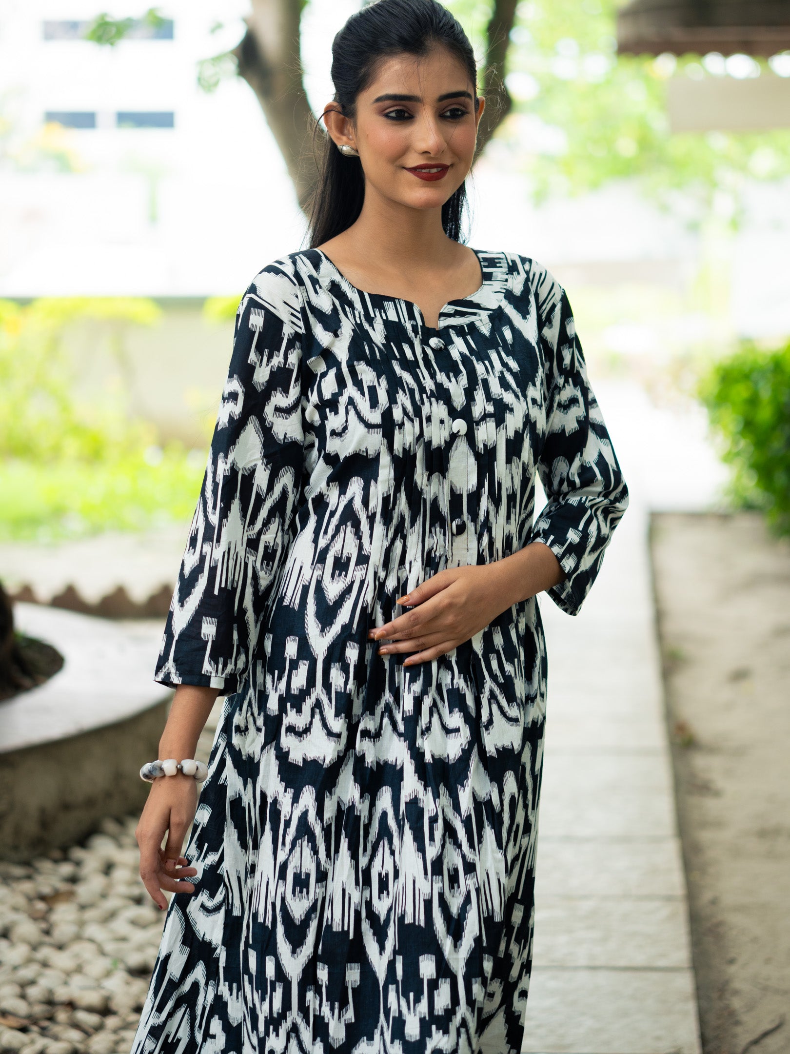 Noir Rhythm Black Ikkat Cotton Dress