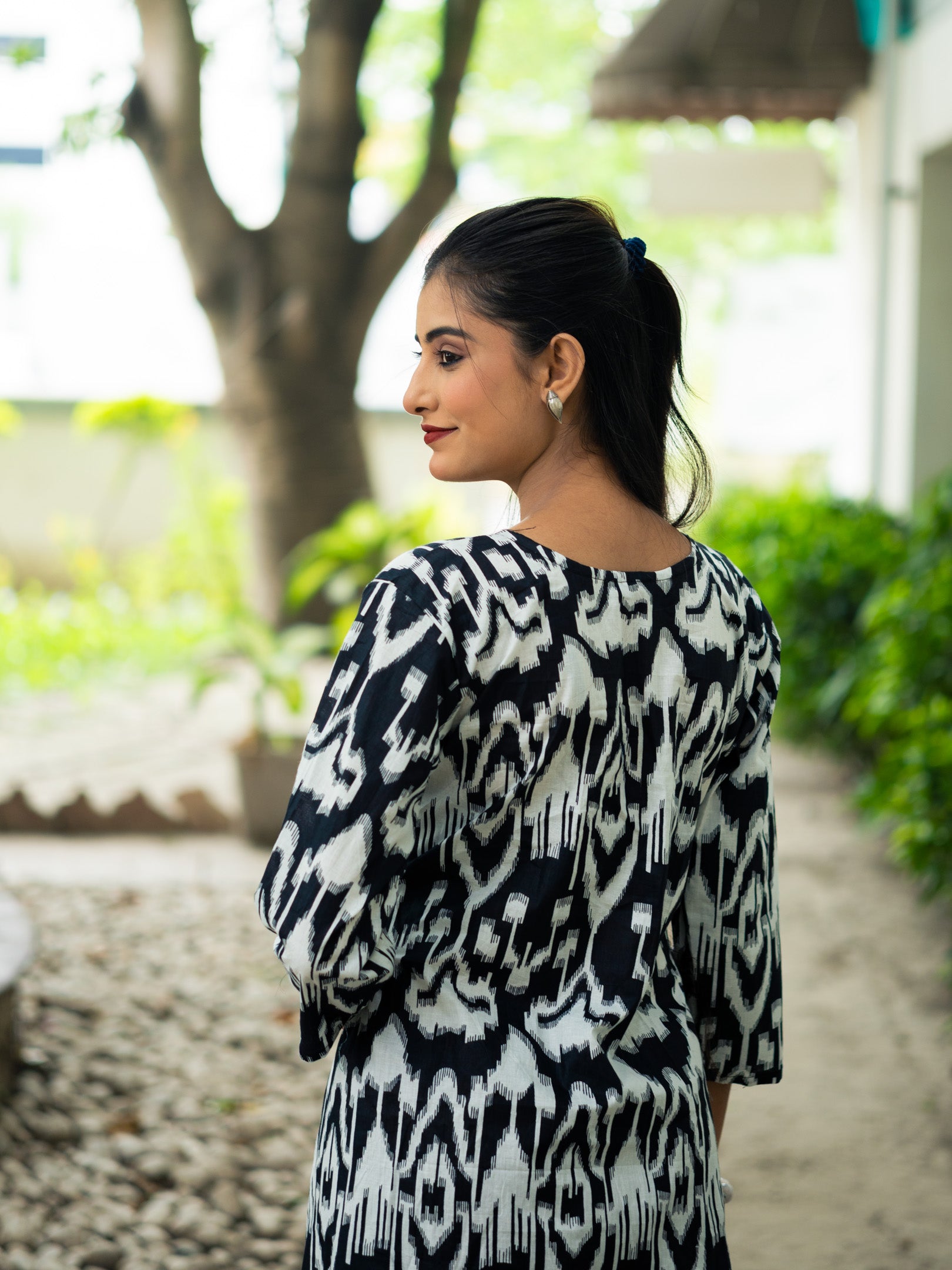 Noir Rhythm Black Ikkat Cotton Dress