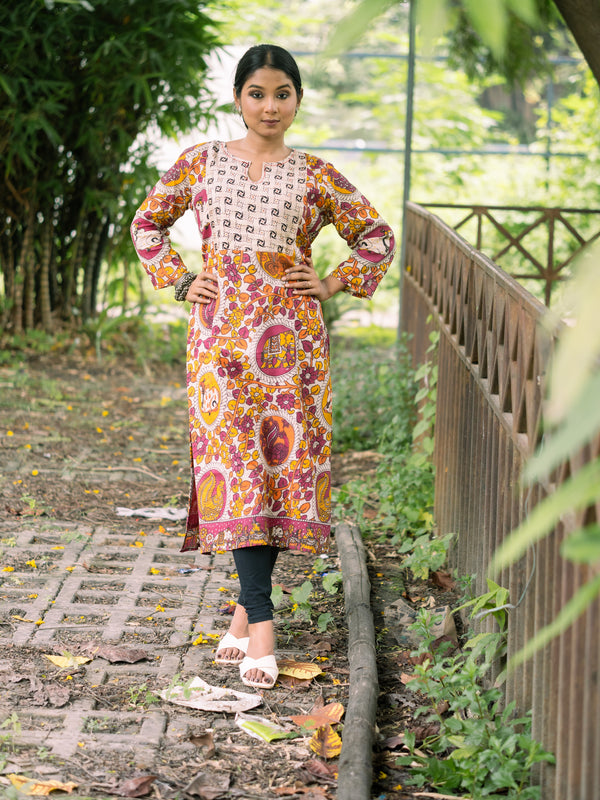 Rang Mayi Silk Kalamkari Kurta - Uttariya