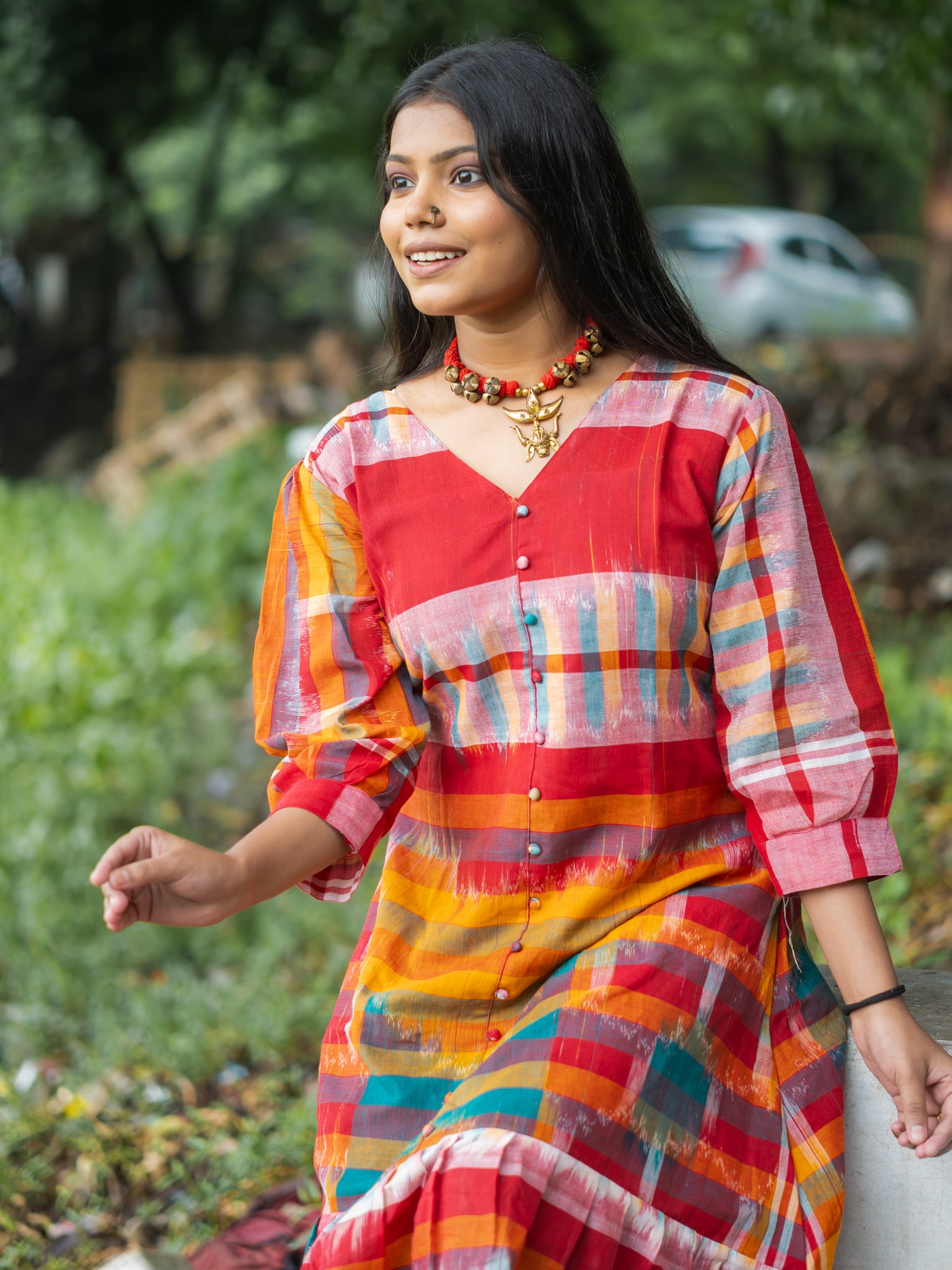 Katha Gamcha Drift Designer Cotton Dress