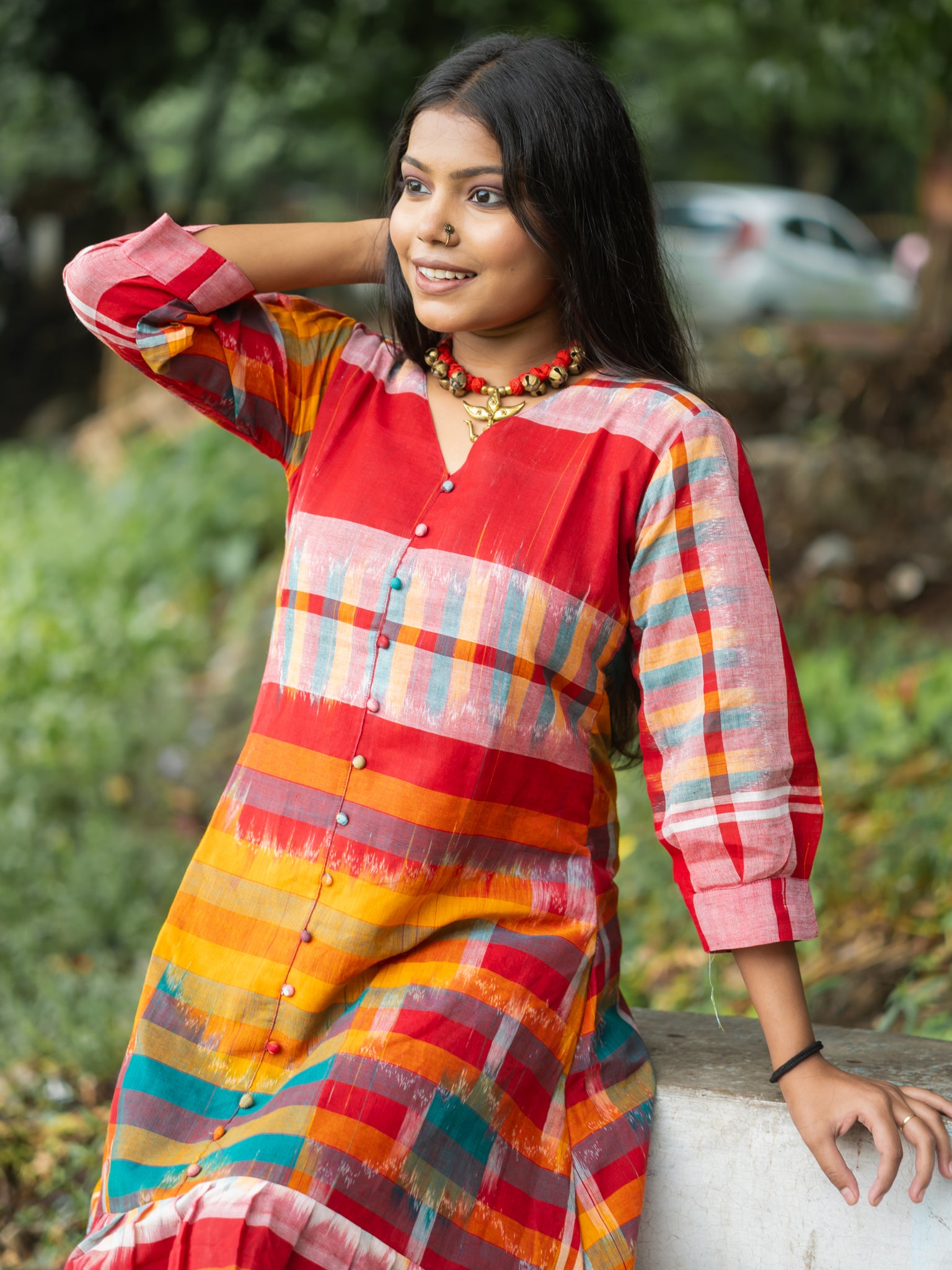 Katha Gamcha Drift Designer Cotton Dress