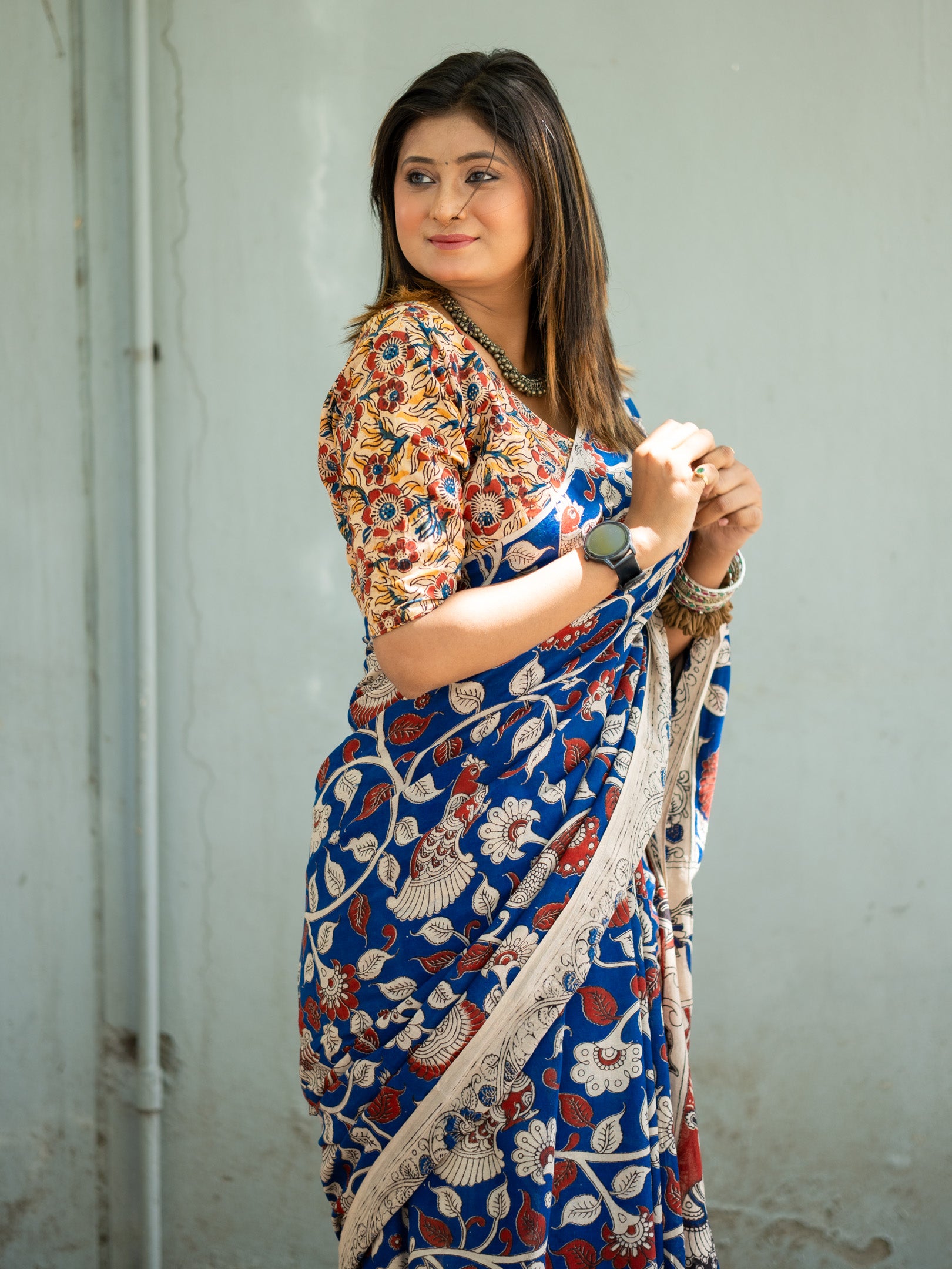 Nilavo Kalamkari Saree
