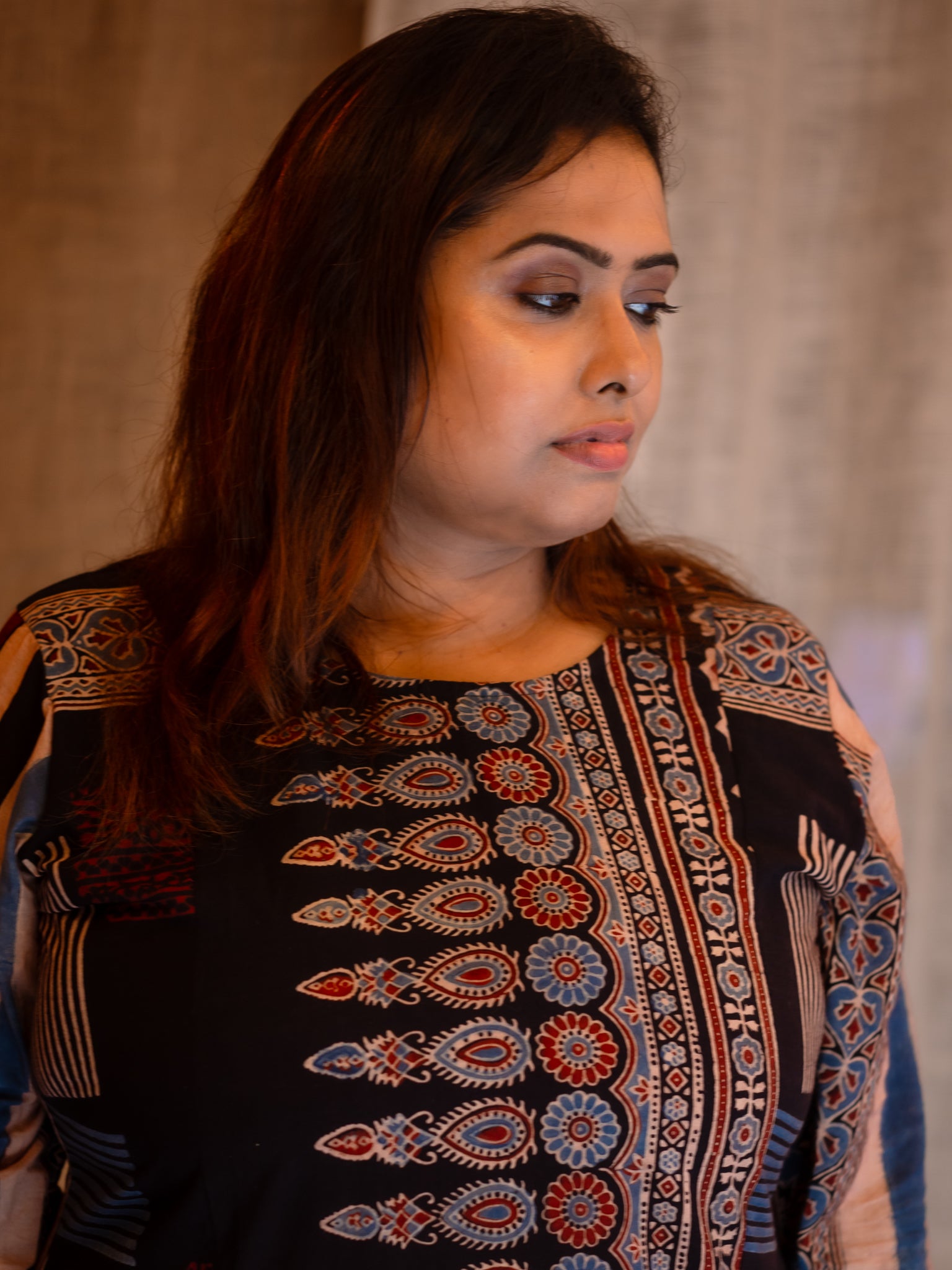 Black Ajrakh Cotton Kurta