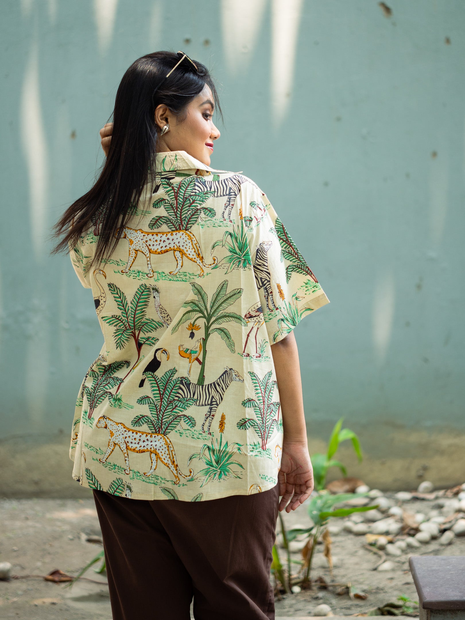 Cream printed shirt