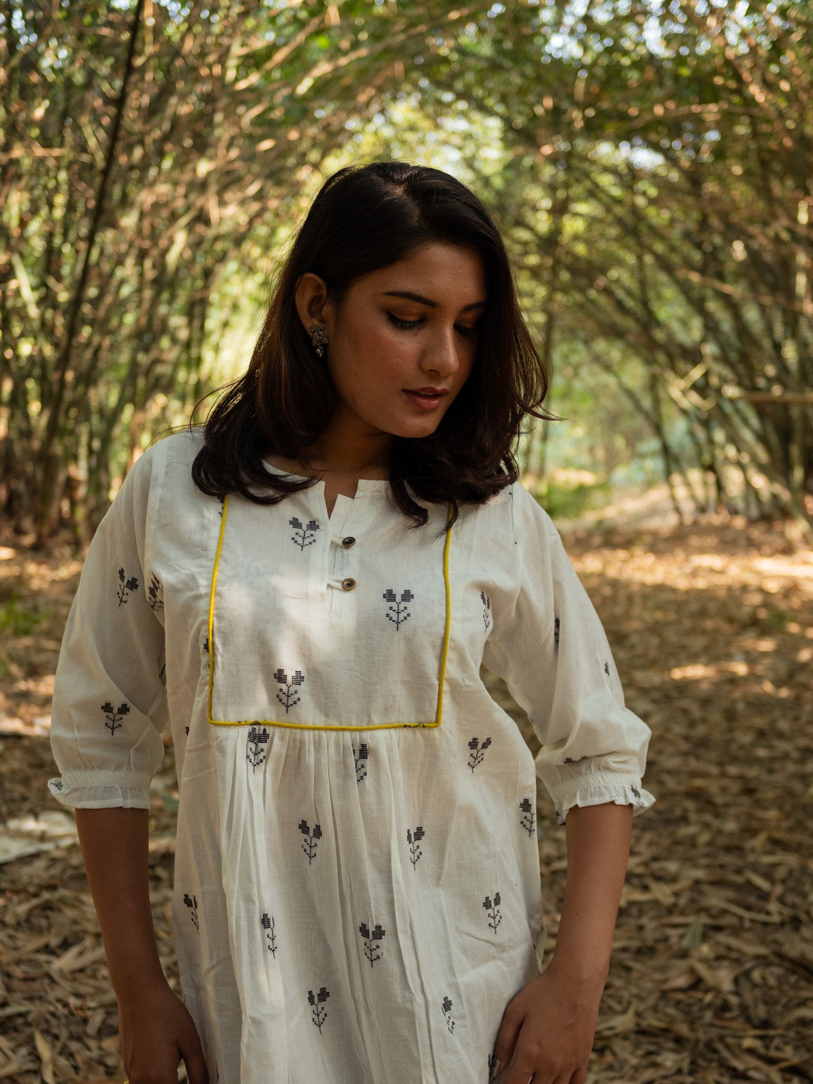 Huntington White Embroidered Cotton Kurta