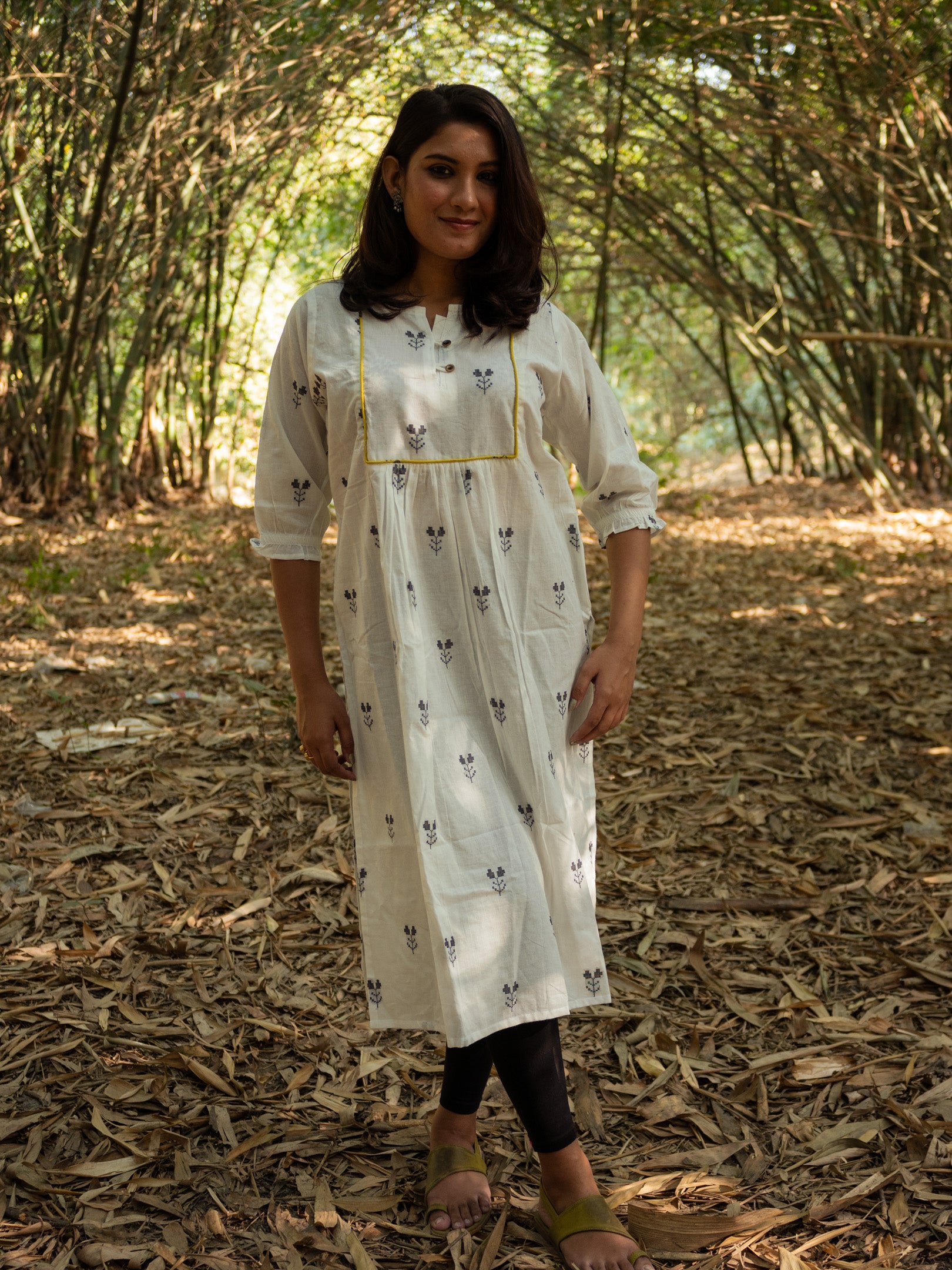 Huntington White Embroidered Cotton Kurta