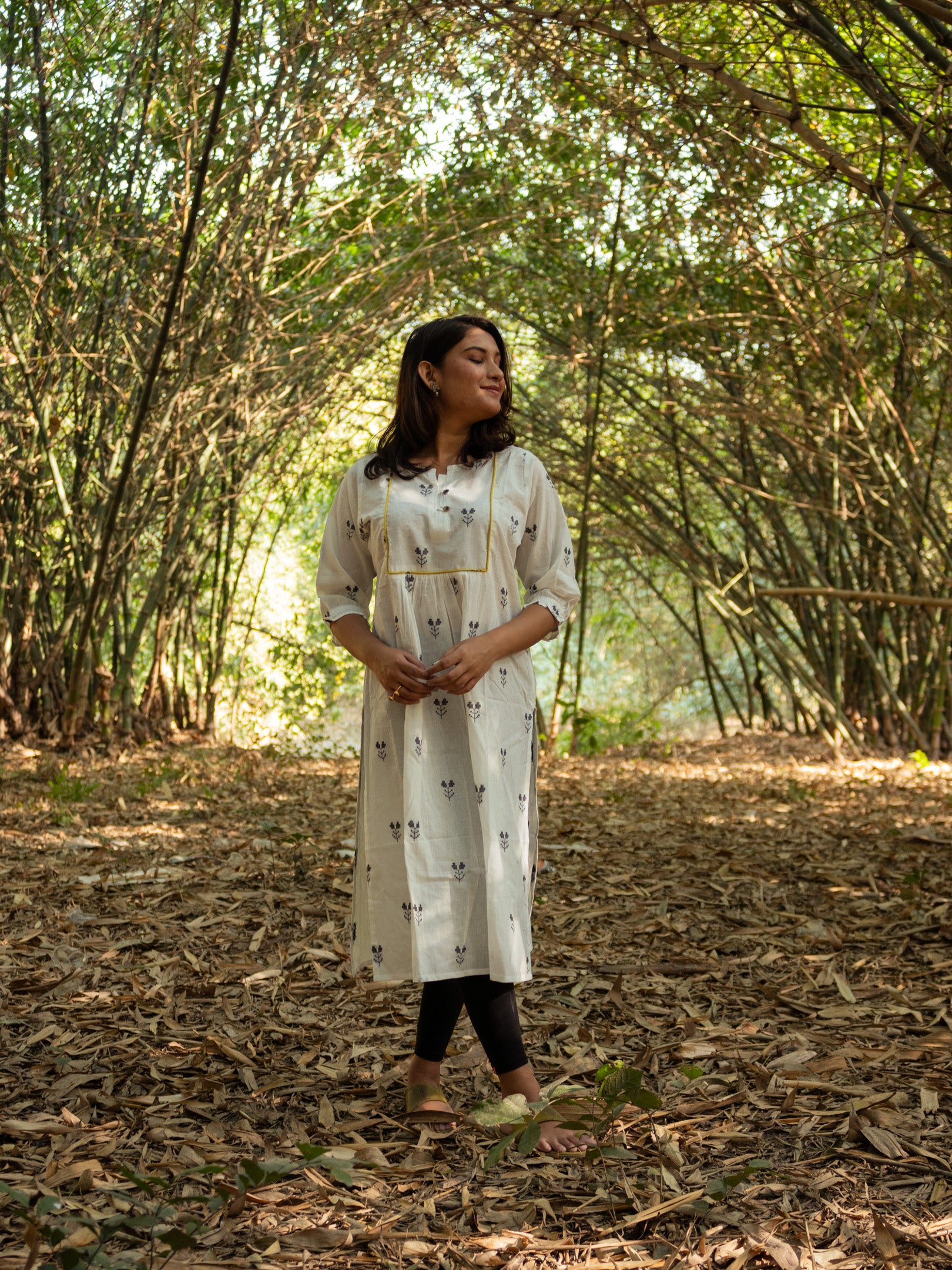 Huntington White Embroidered Cotton Kurta