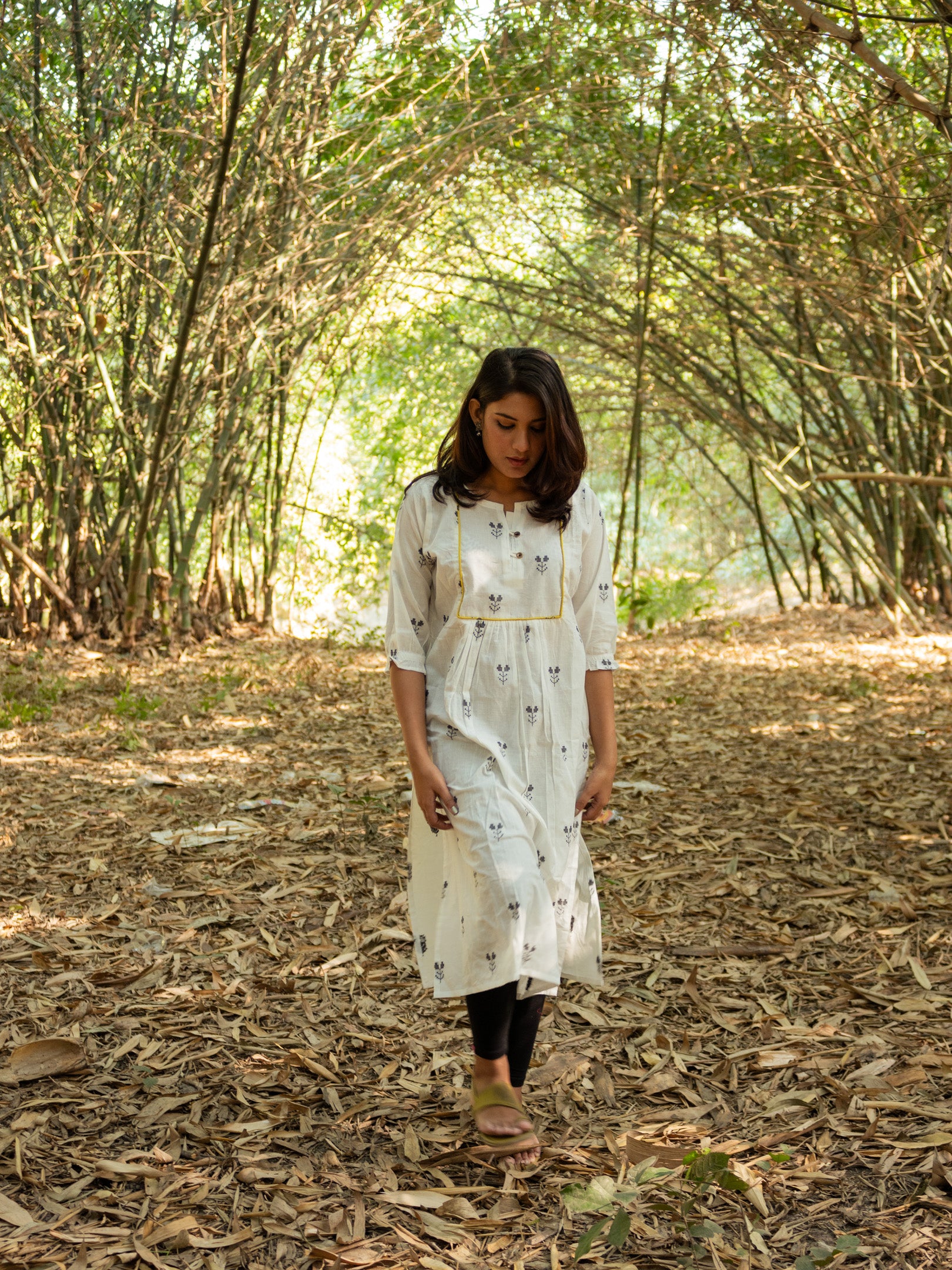 Huntington White Embroidered Cotton Kurta