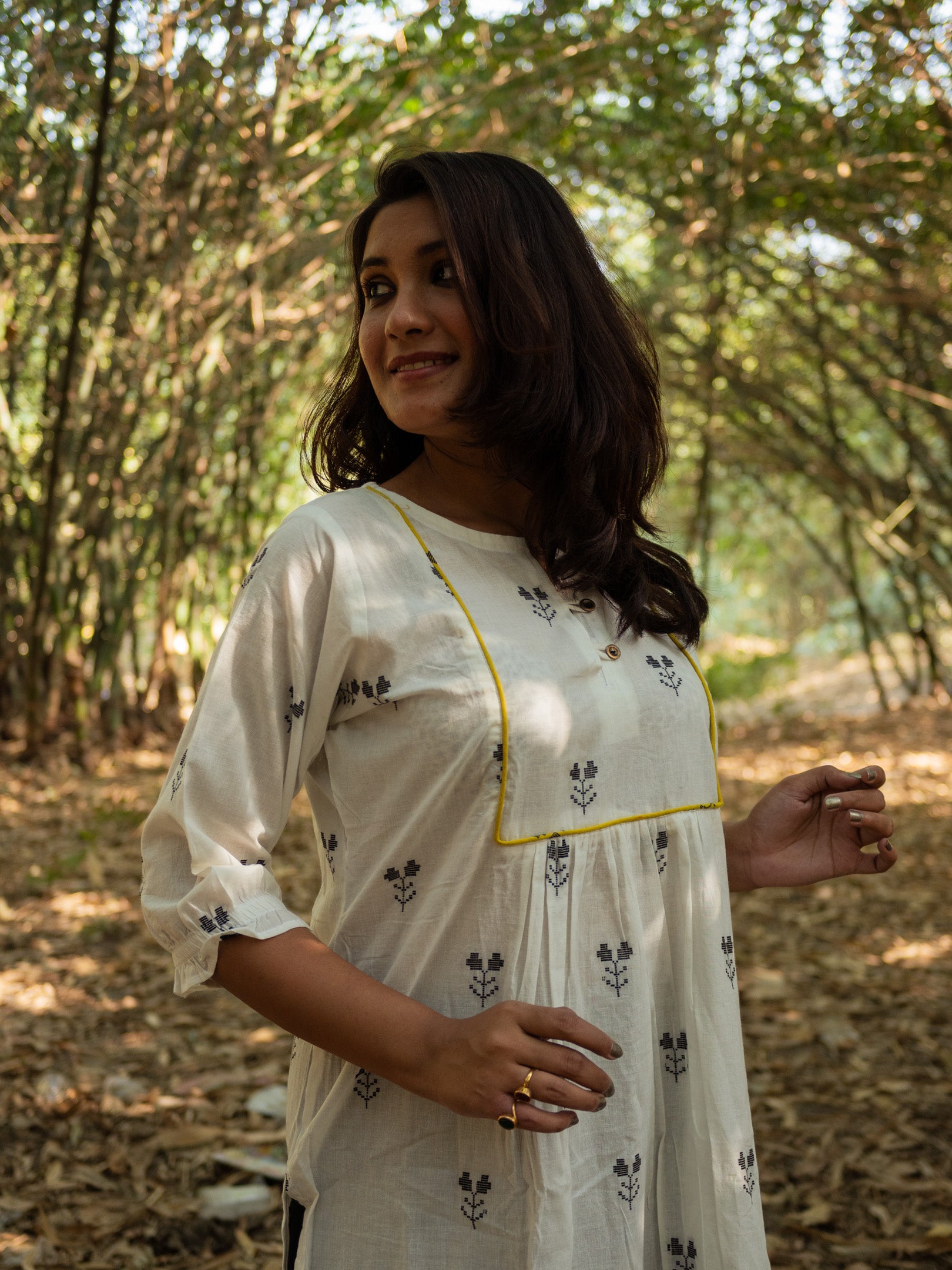 Huntington White Embroidered Cotton Kurta