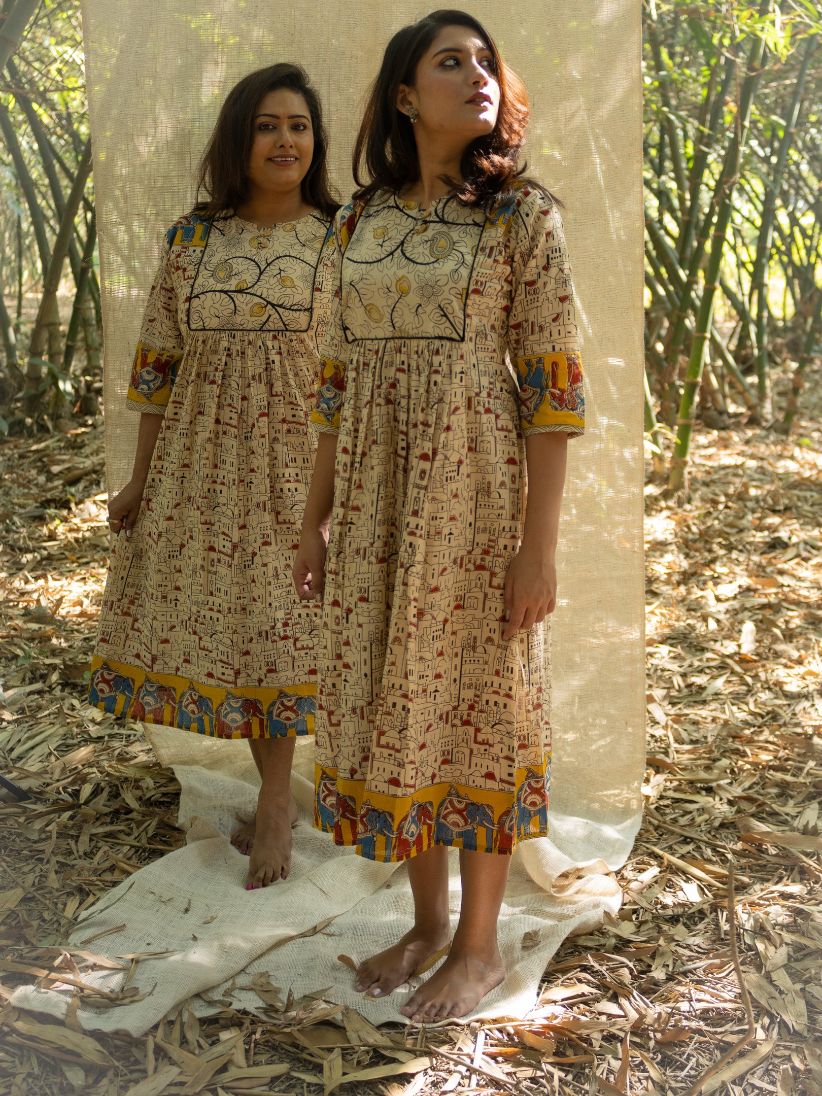 Rang Kari Kalamkari Empire Cotton Dress