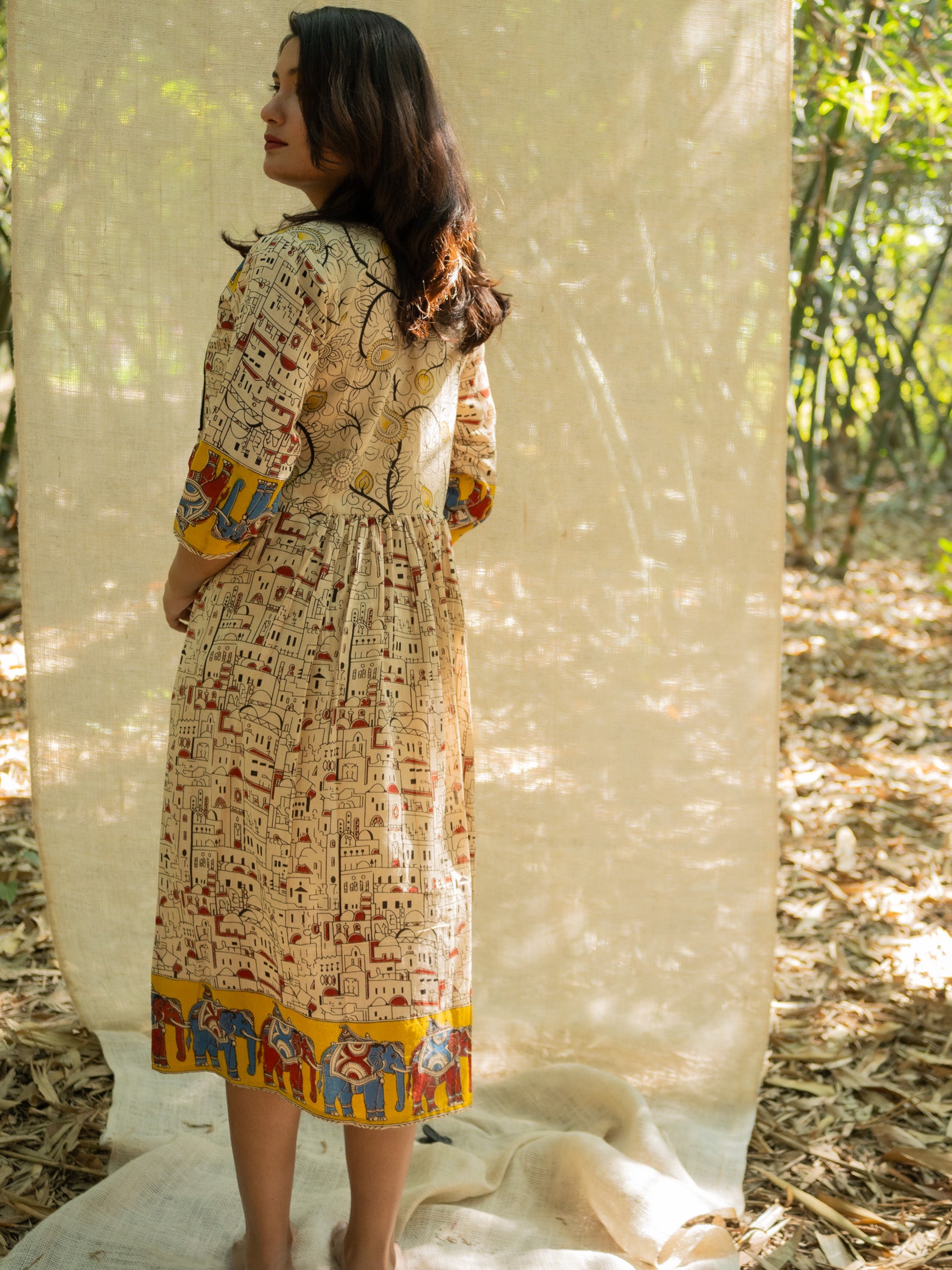 Rang Kari Kalamkari Empire Cotton Dress