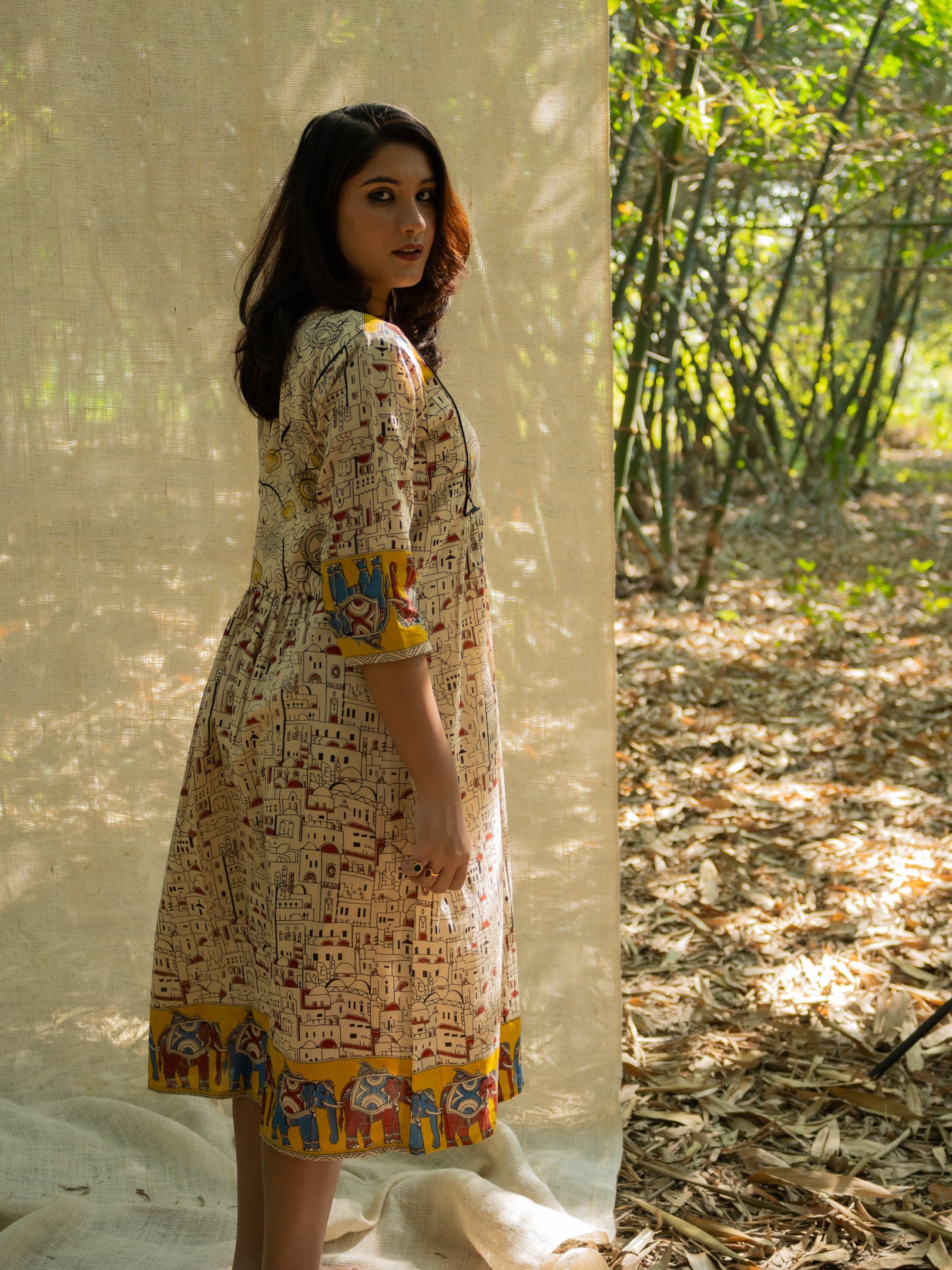 Rang Kari Kalamkari Empire Cotton Dress