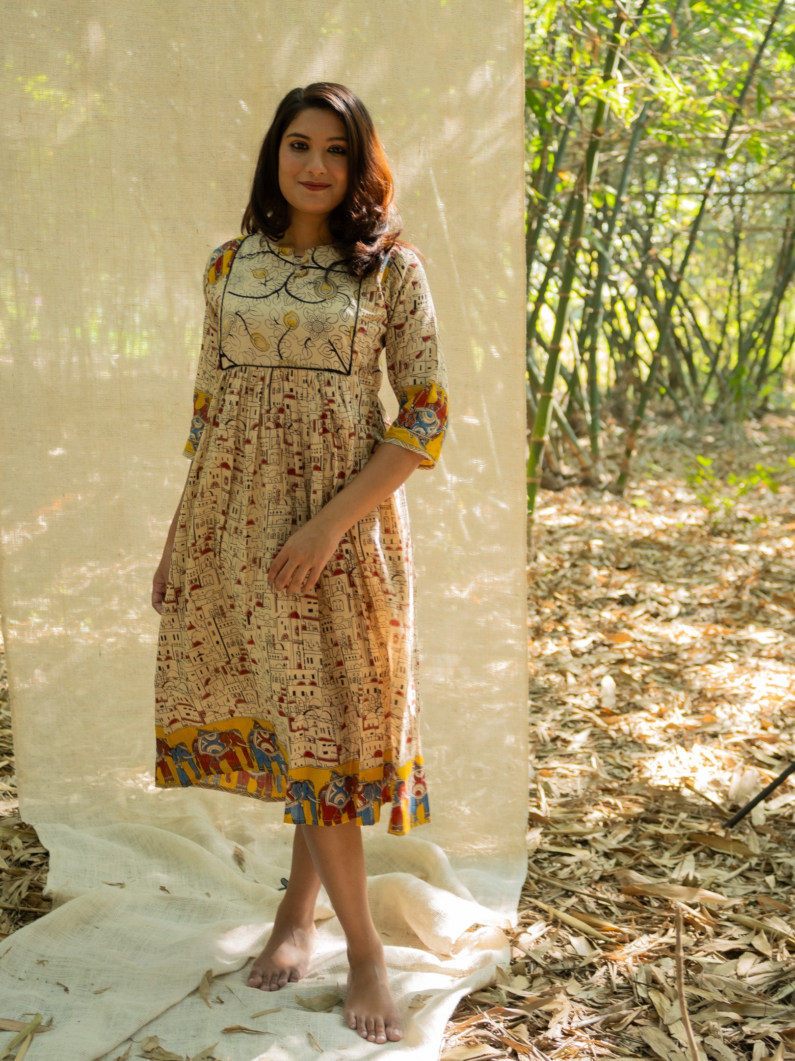 Rang Kari Kalamkari Empire Cotton Dress