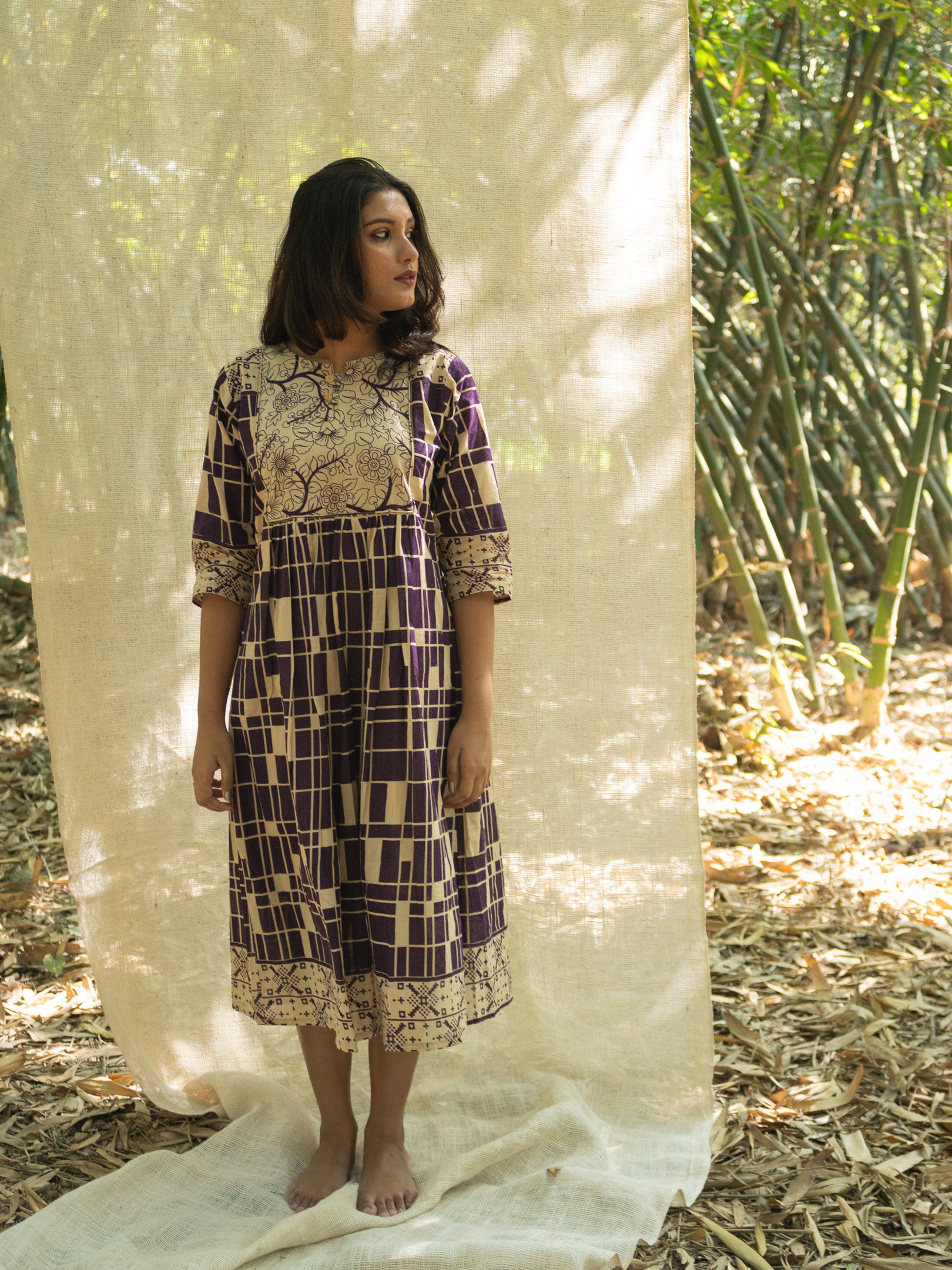 Rajvi Kalam Empire Print Cotton Dress