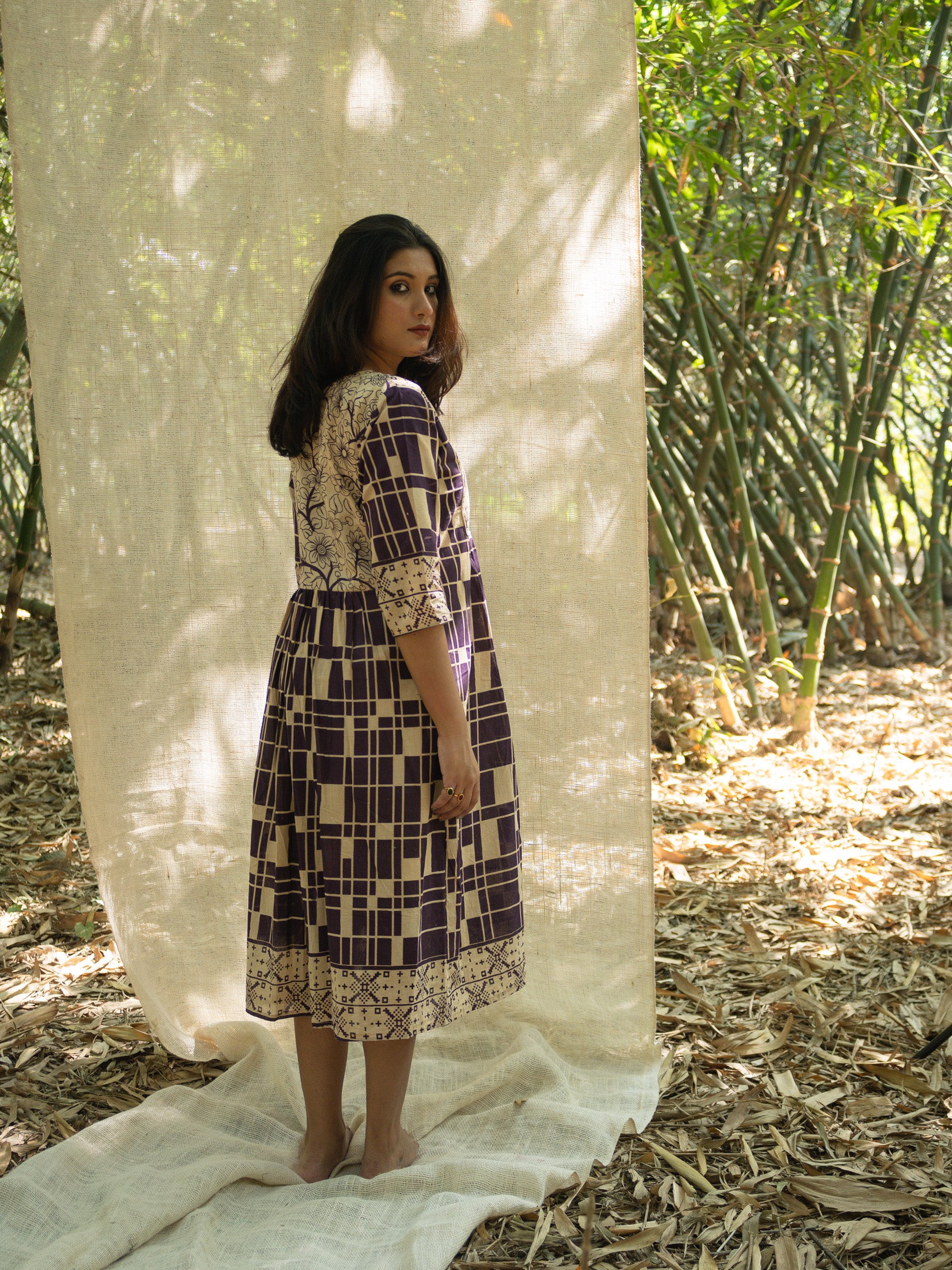 Rajvi Kalam Empire Print Cotton Dress