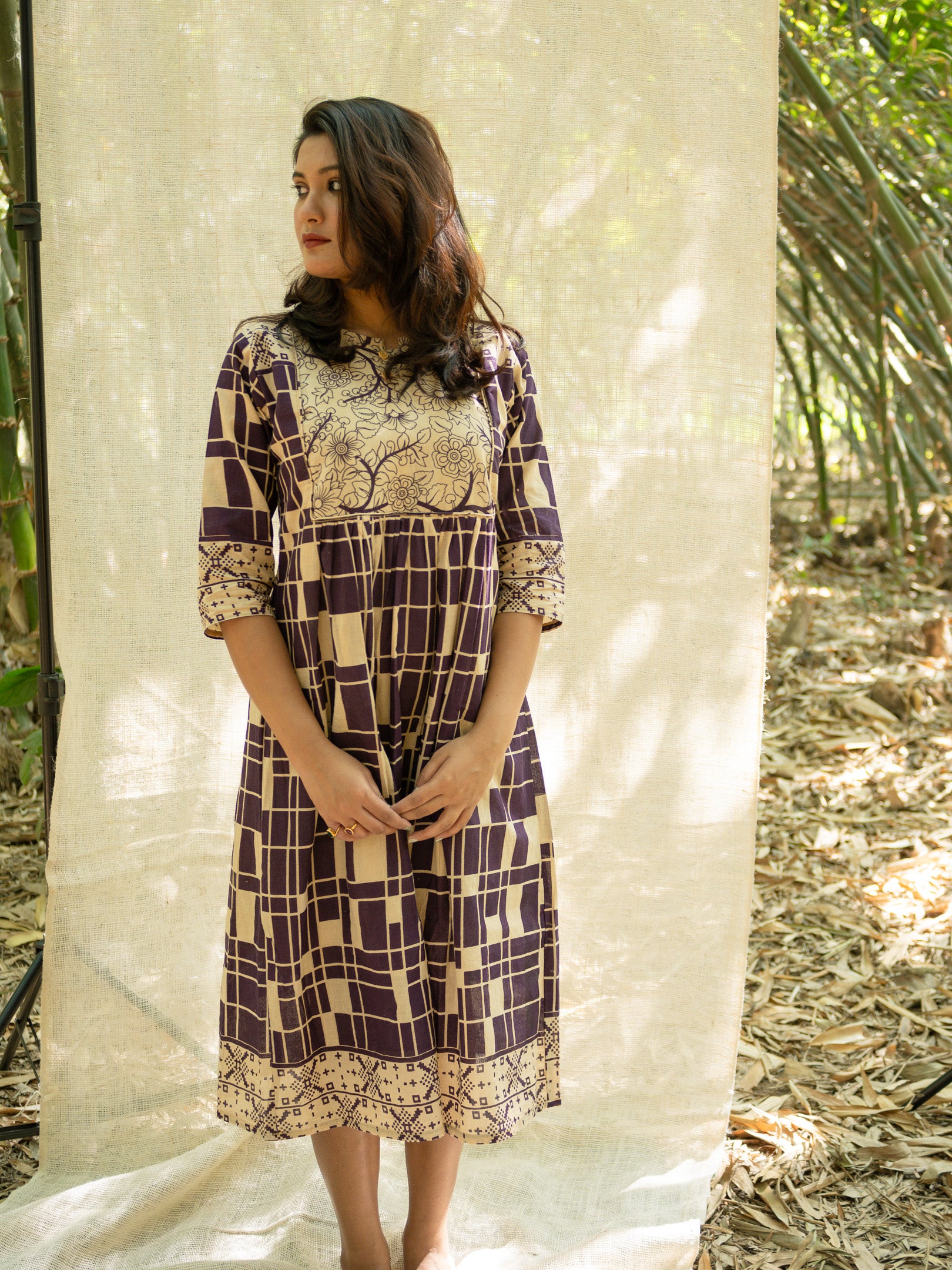 Rajvi Kalam Empire Print Cotton Dress