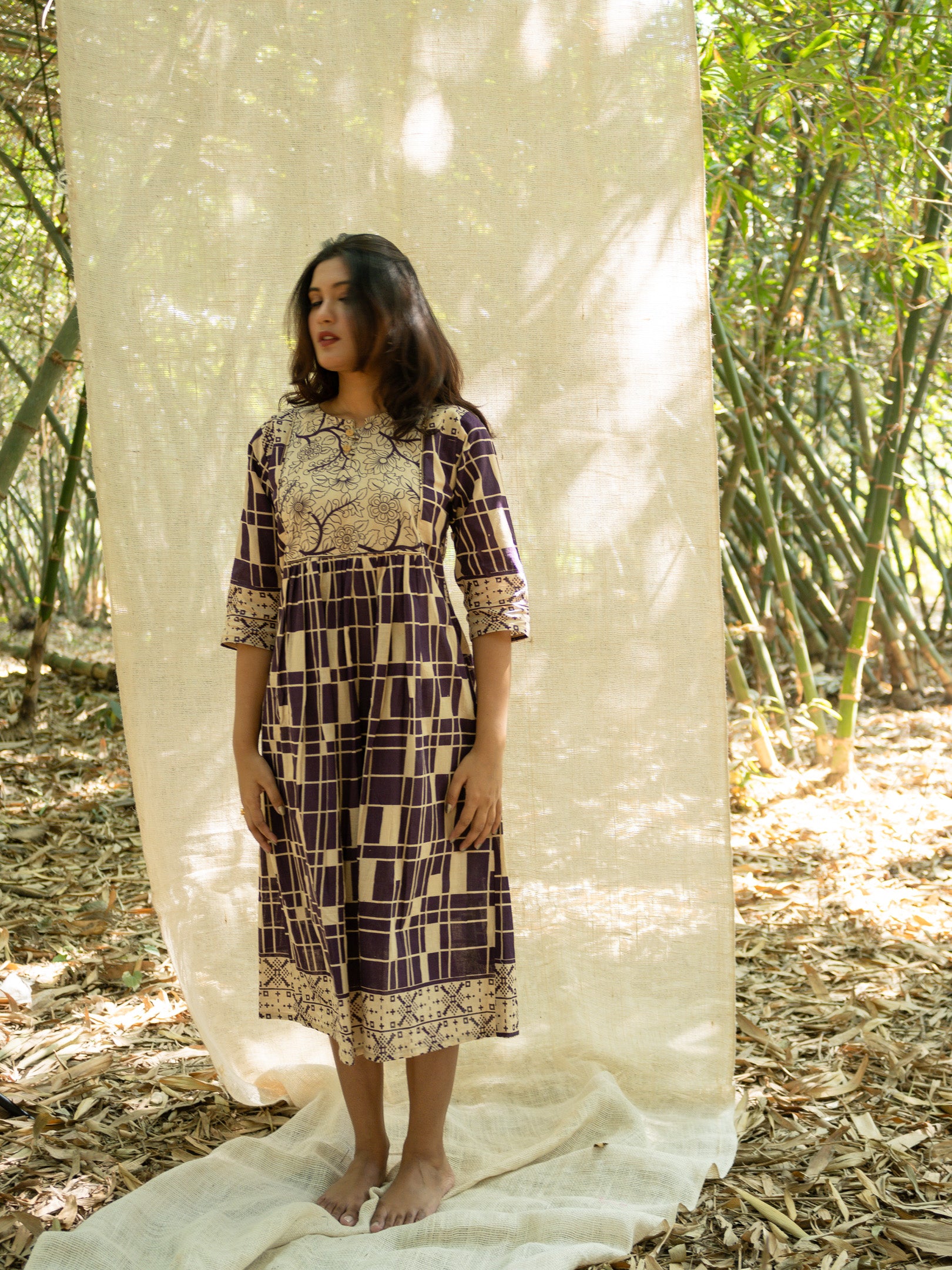 Rajvi Kalam Empire Print Cotton Dress