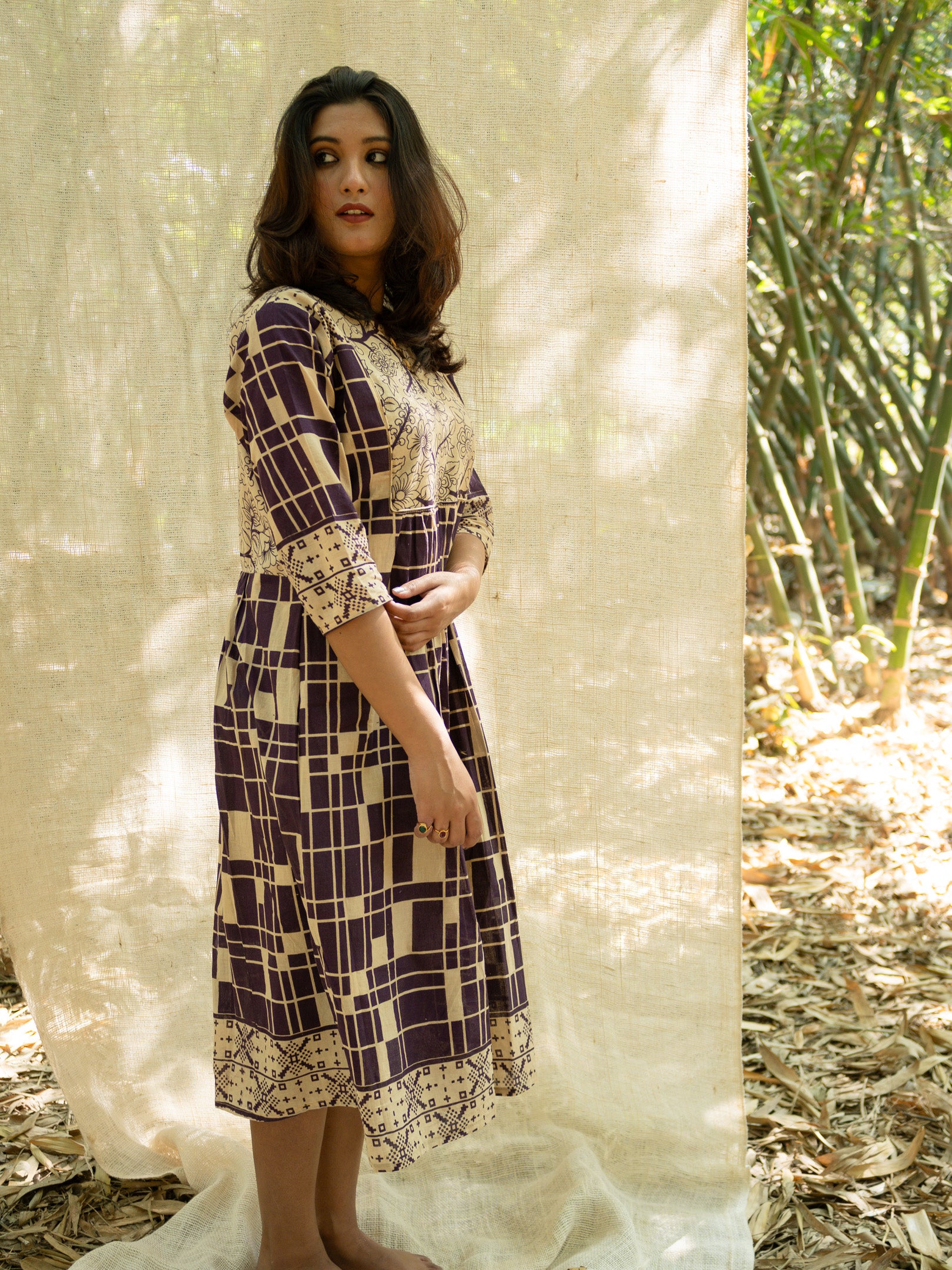 Rajvi Kalam Empire Print Cotton Dress