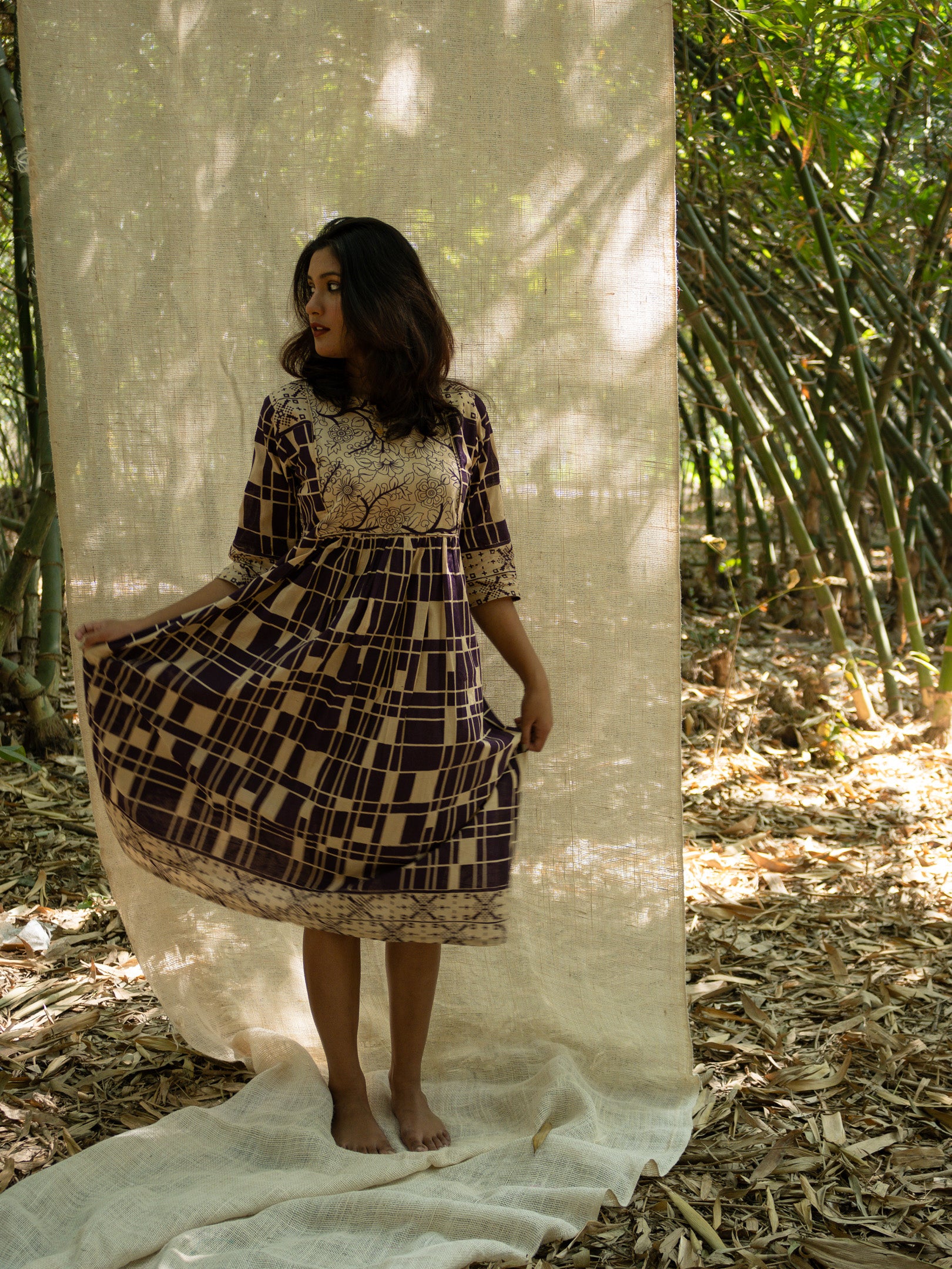 Rajvi Kalam Empire Print Cotton Dress