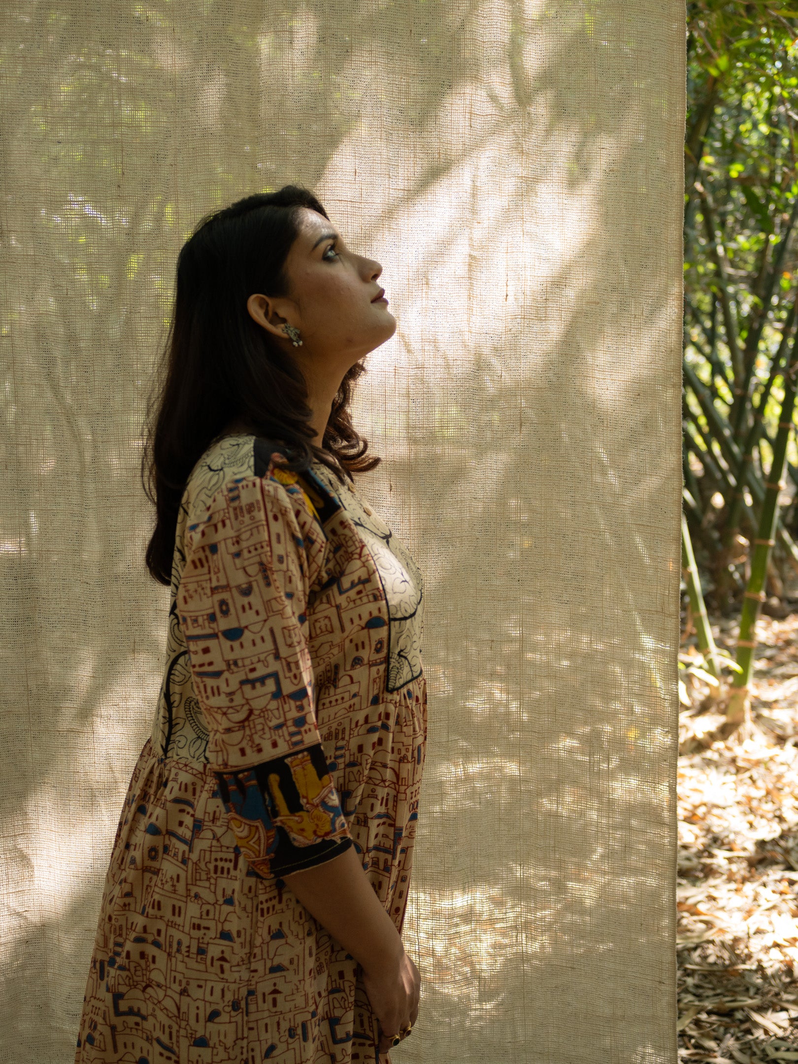 Espresso Kalamkari Print Cotton Dress