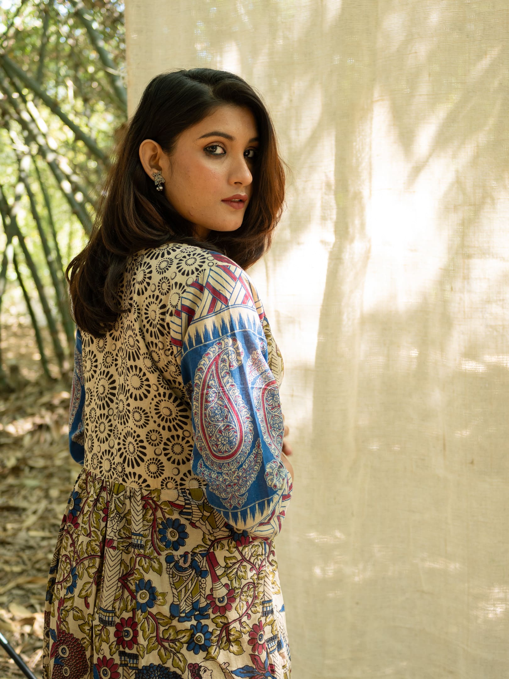 Cobalt Kalamkari Empire Print Cotton Dress