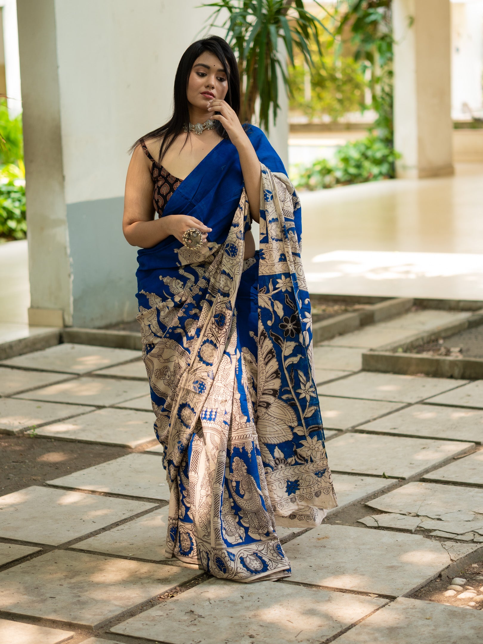 Nilambar Kalamkari Saree
