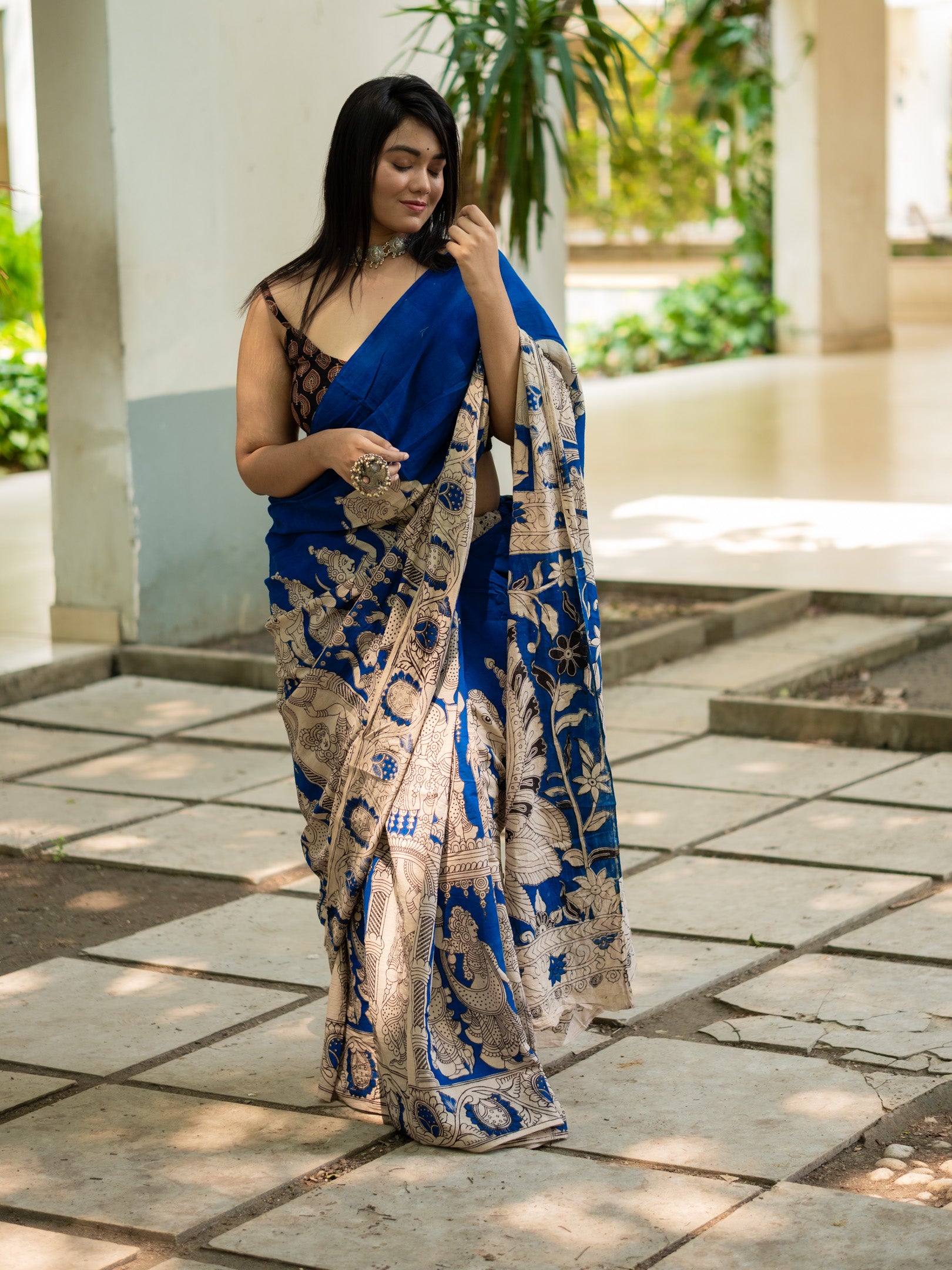 Nilambar Kalamkari Saree