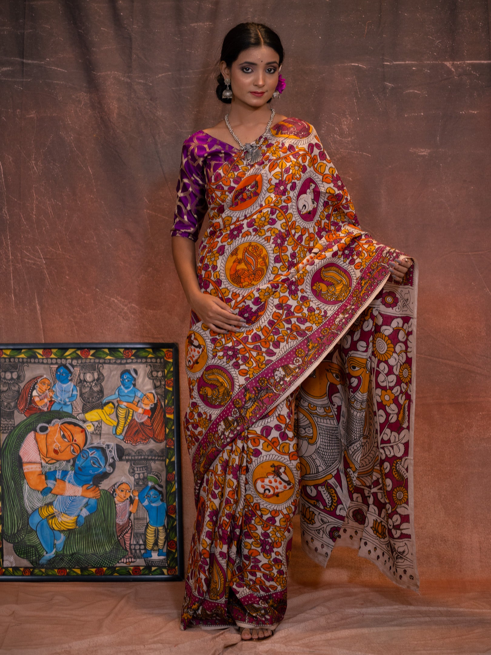 Damini kalamkari silk saree
