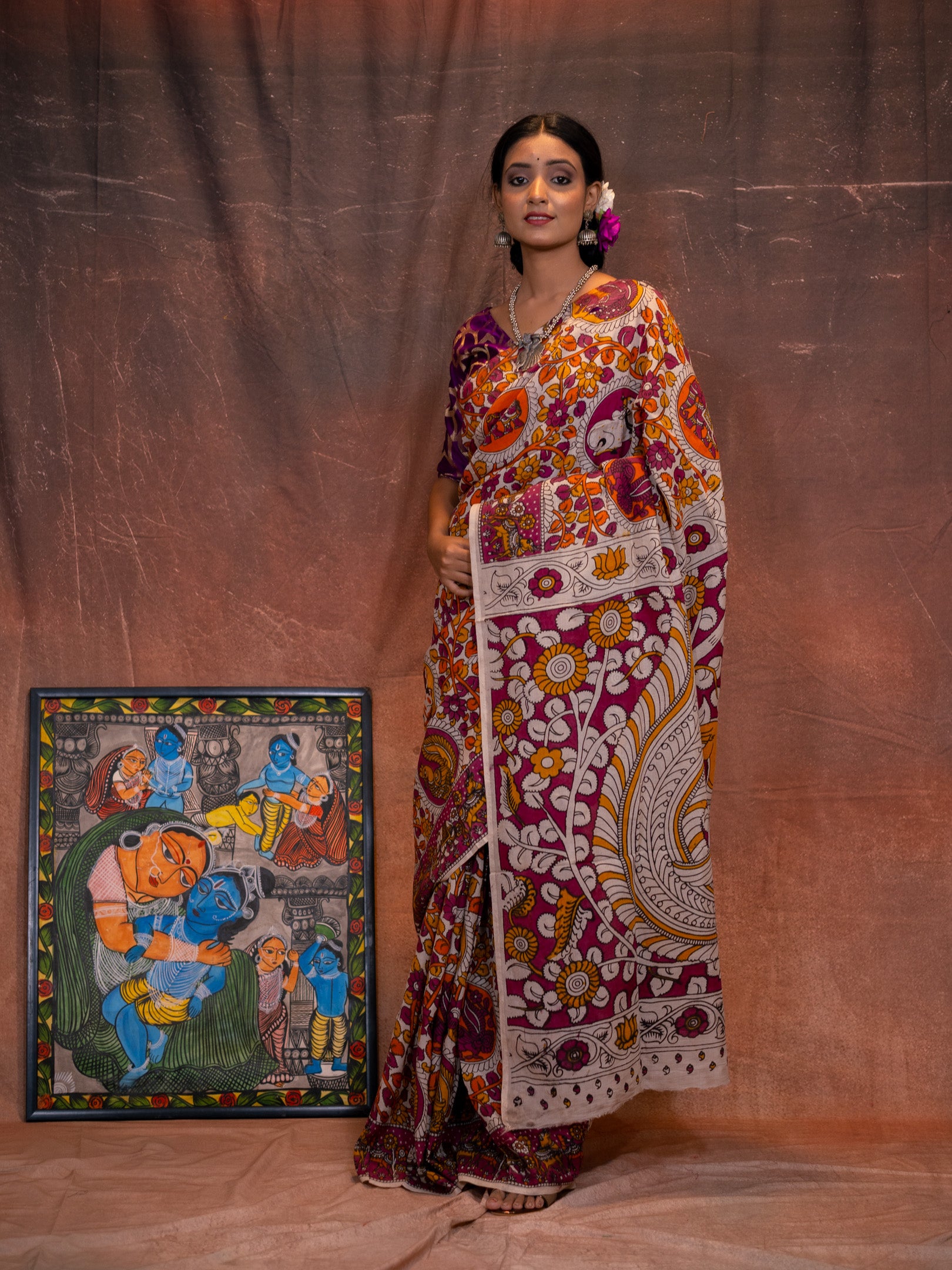 Damini kalamkari silk saree