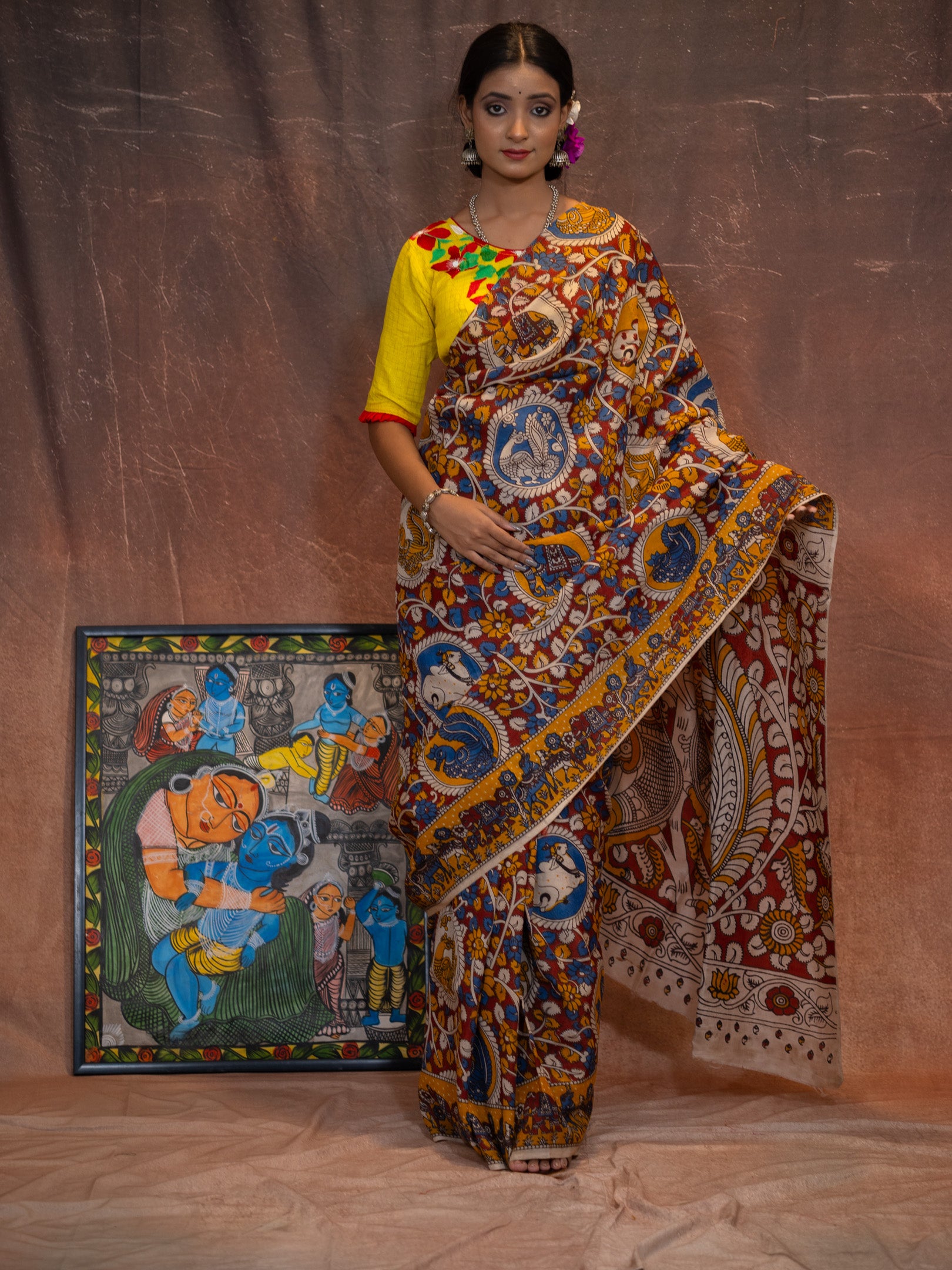 Mahishi kalamkari silk saree