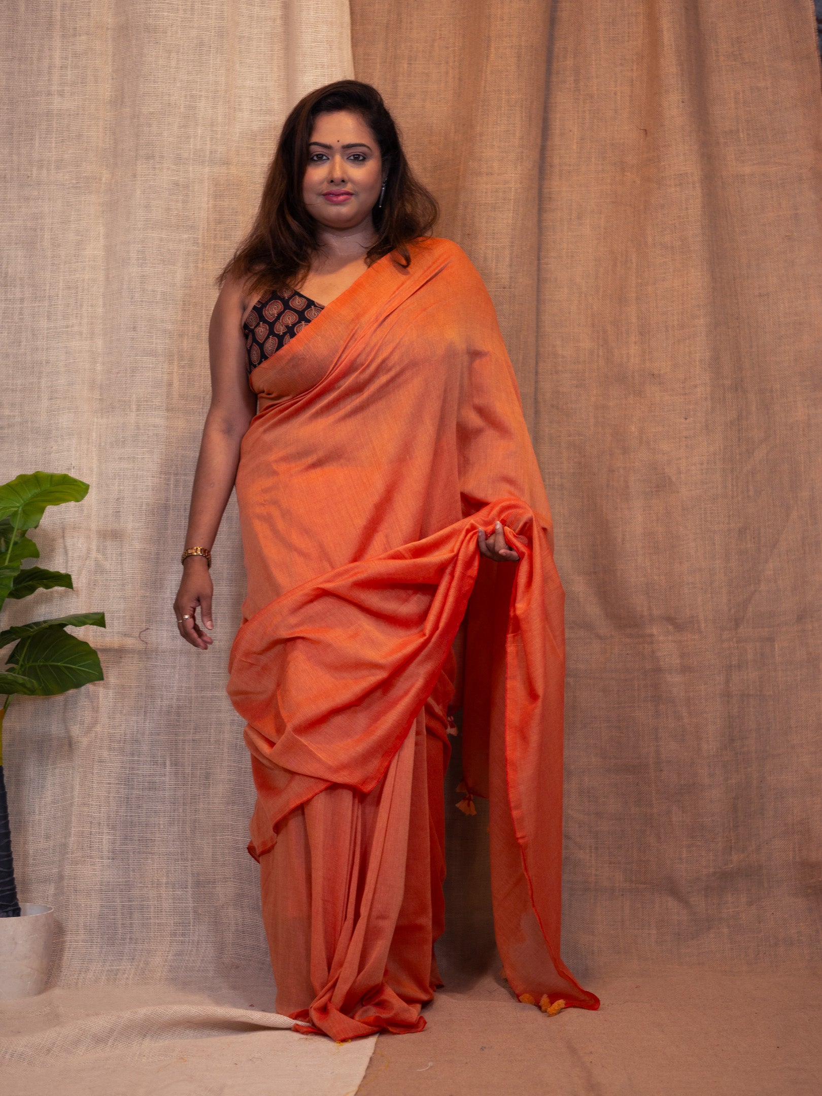 Sheen Cotton Linen Saree