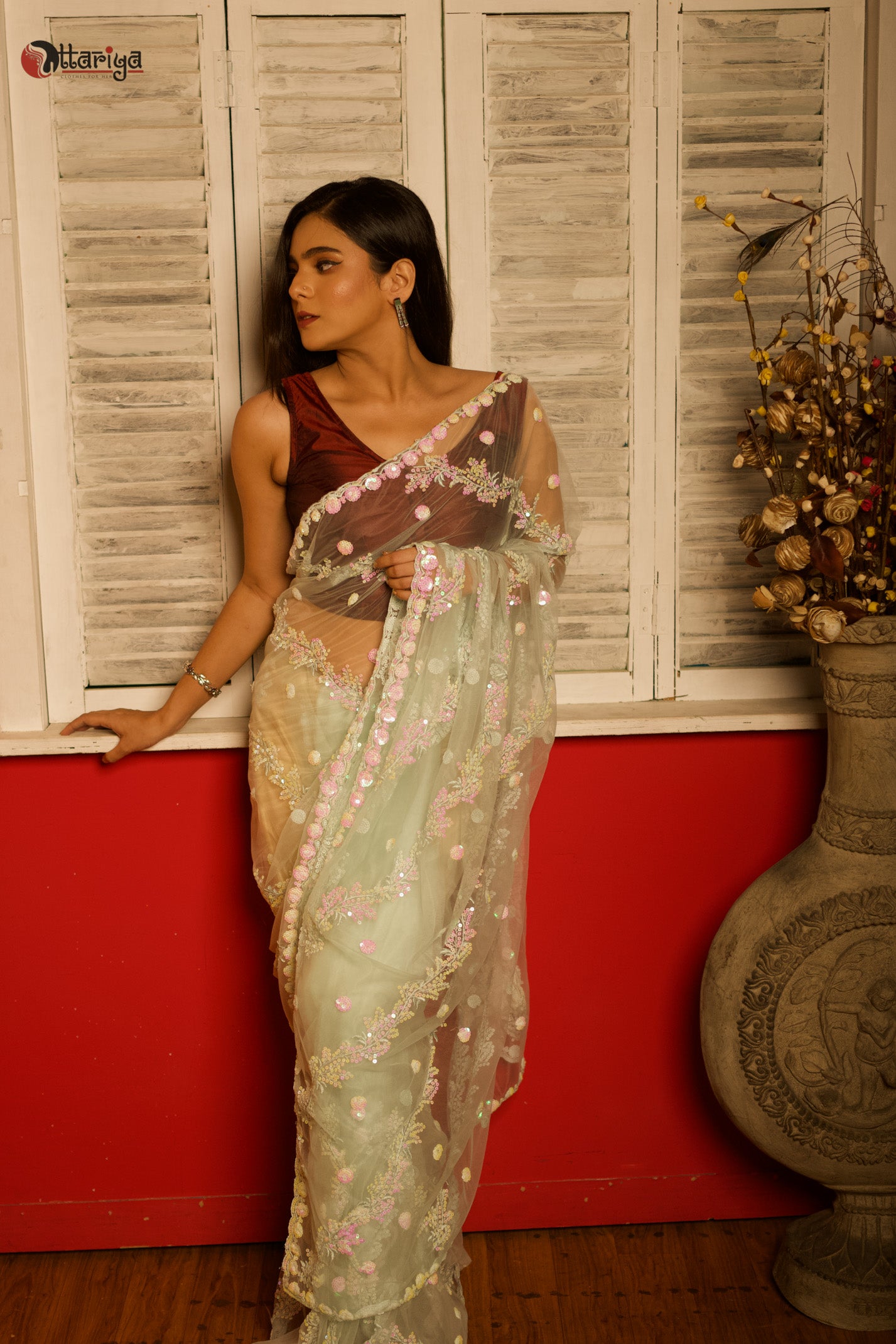 Golden Heritage Zardosi Drape Designer Saree