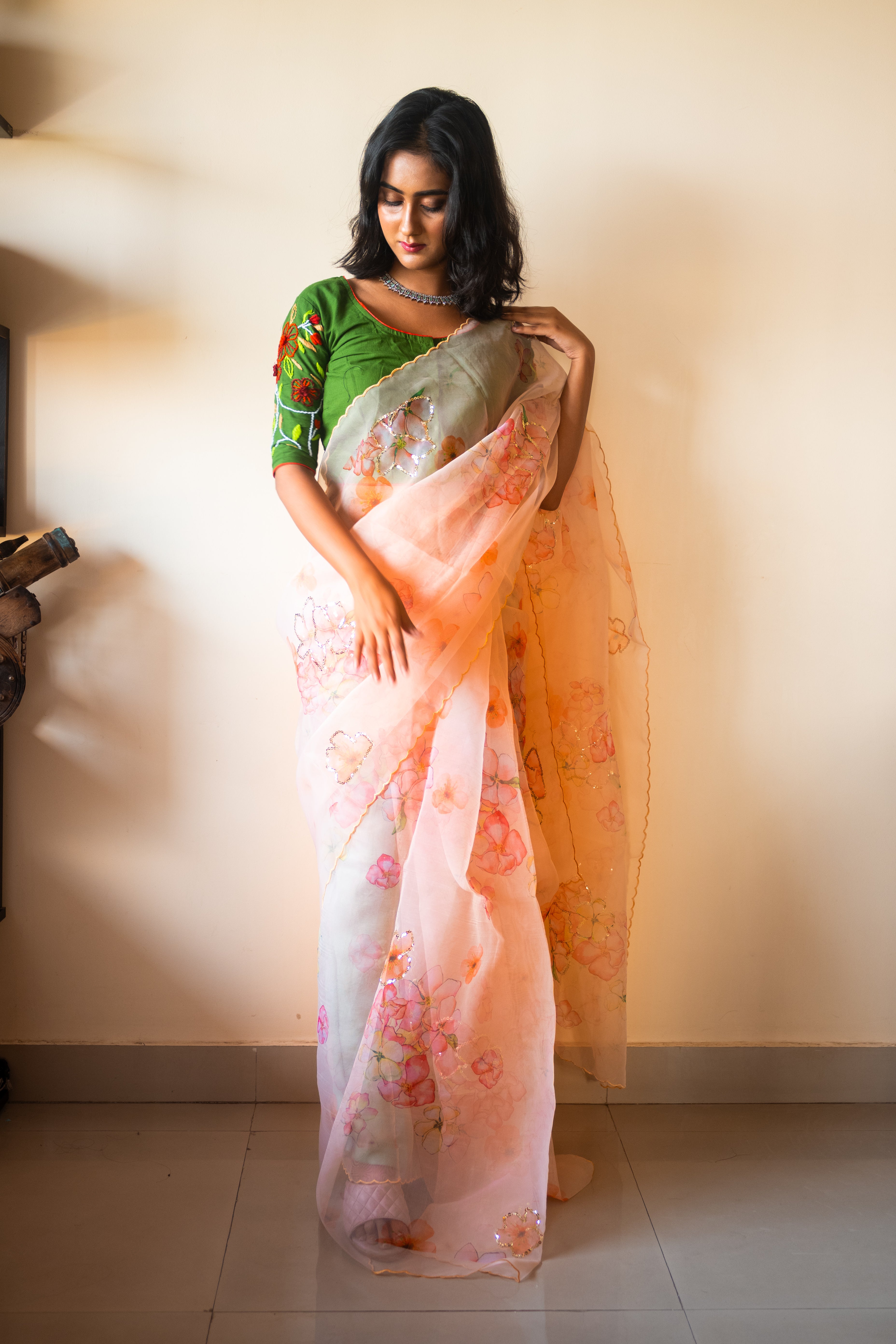 Basant organza silk saree