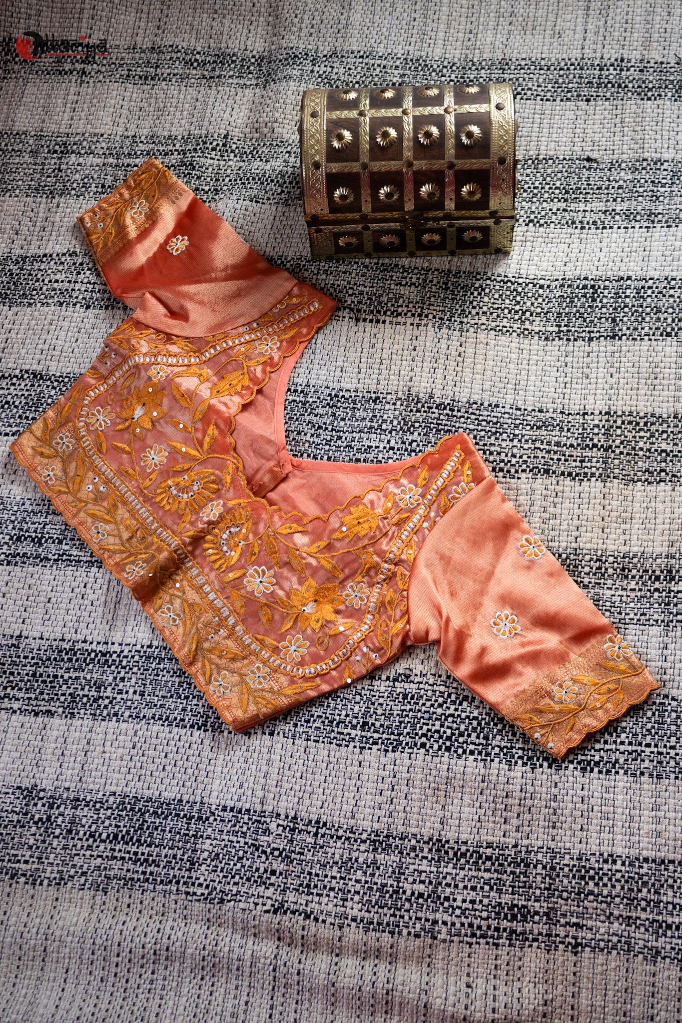 Peach maharani blouse