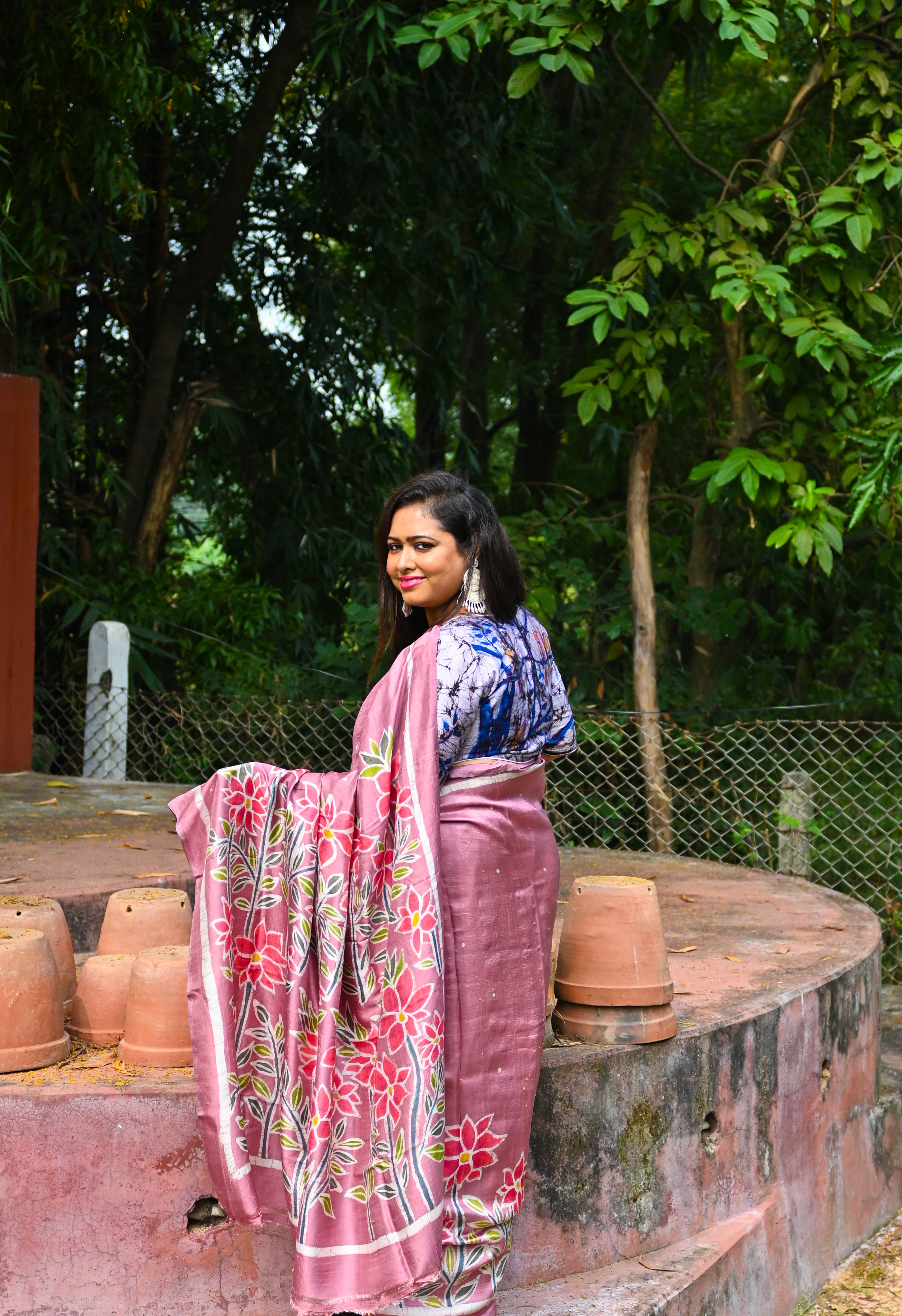 Pink Bagicha saree