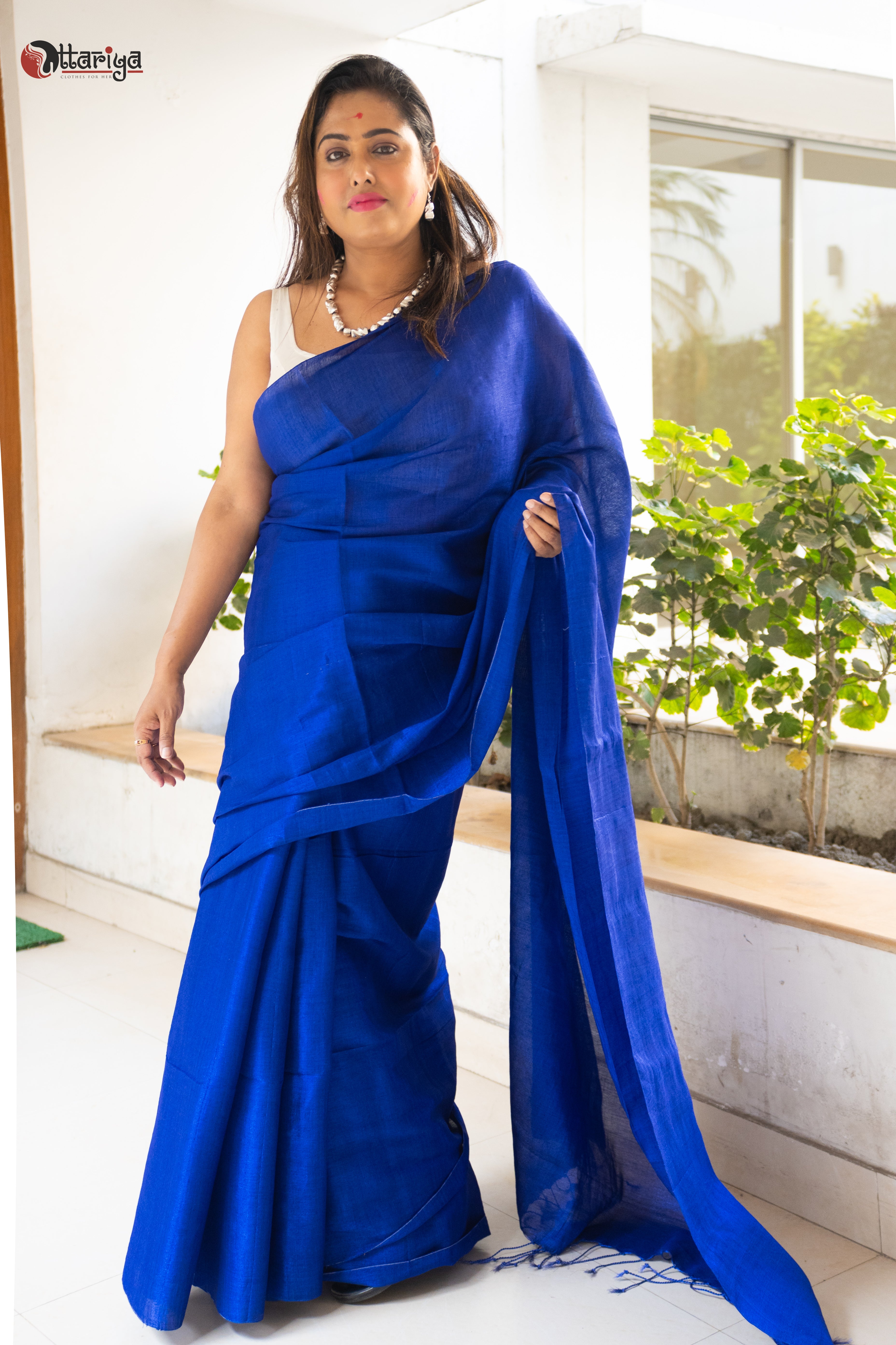 Electric blue makhmal saree