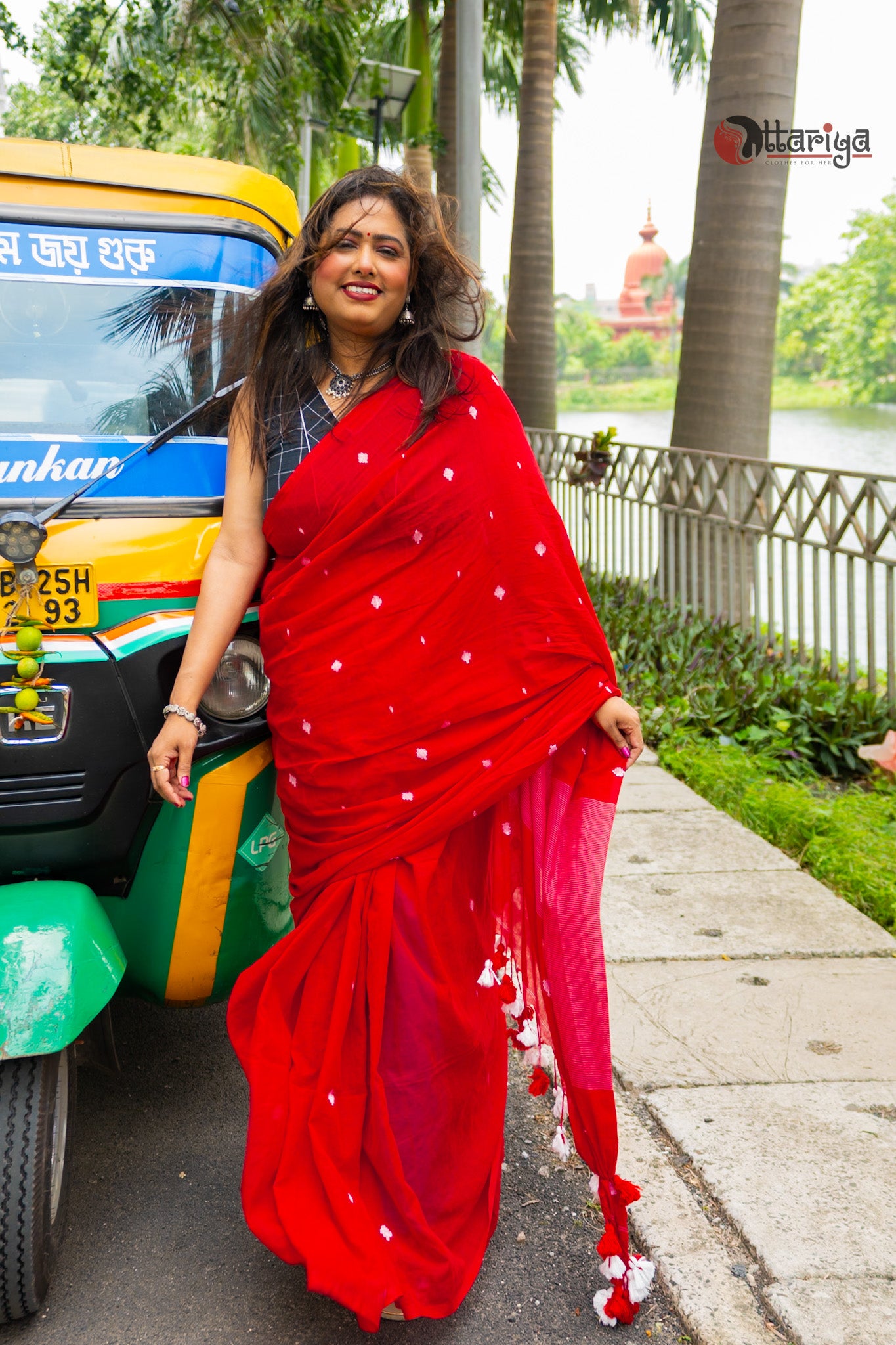 Red love Jamdani Saree