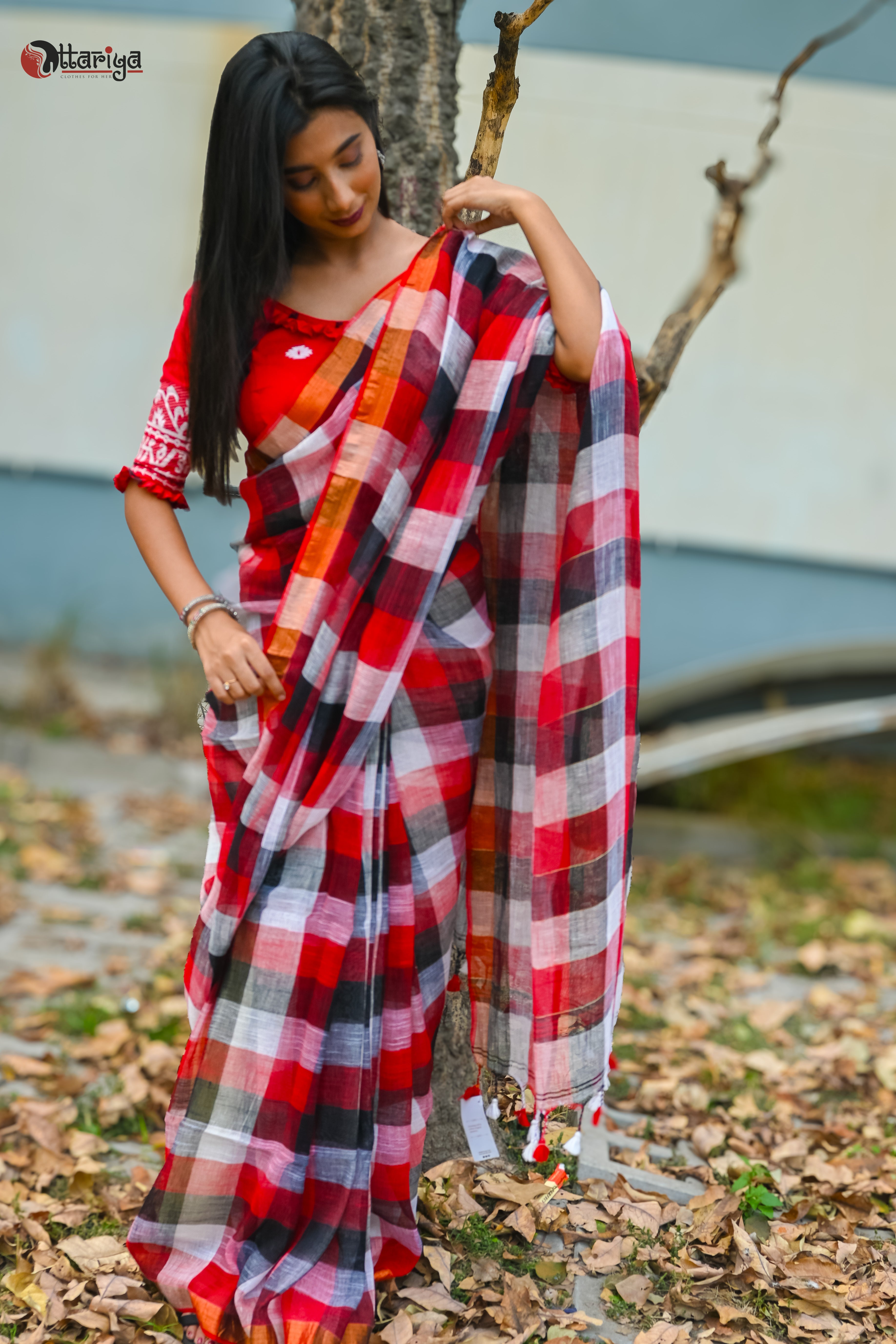 Multi linen saree