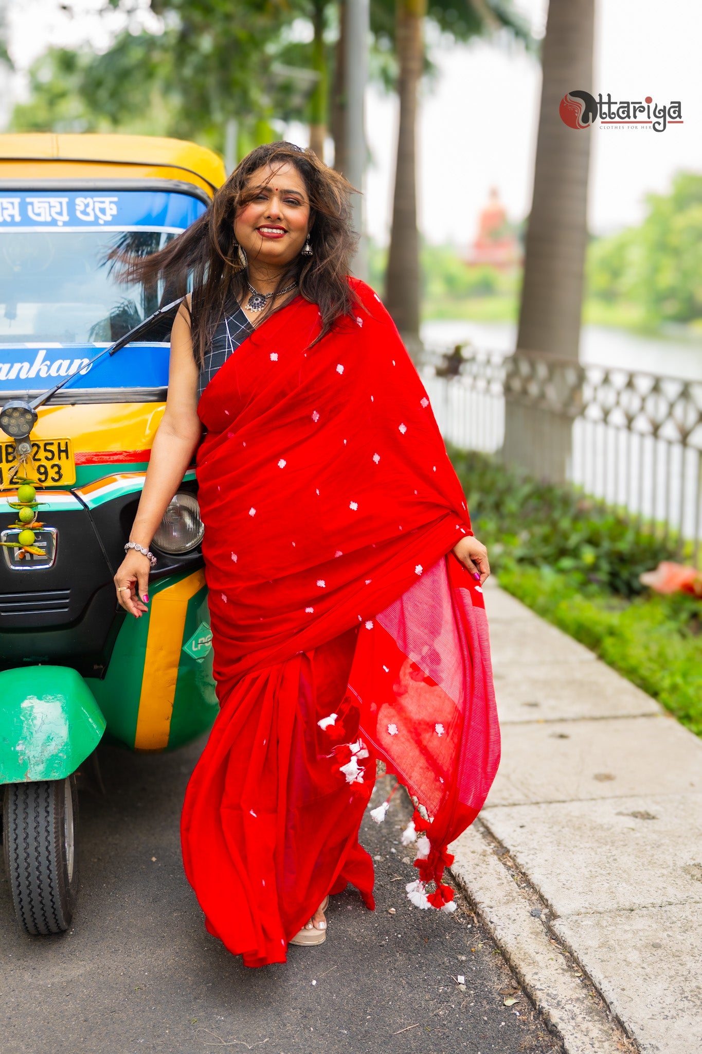Red love Jamdani Saree