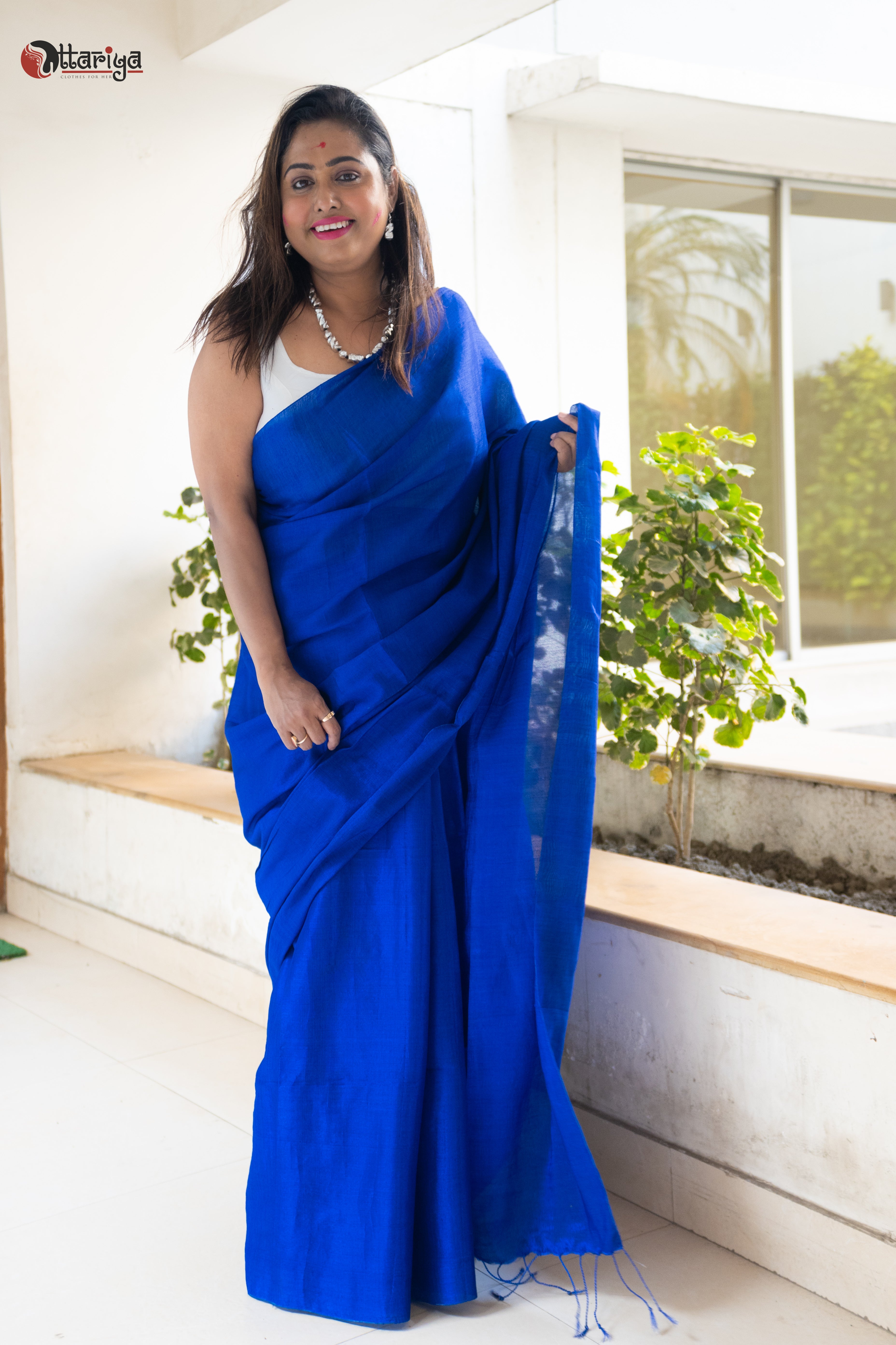 Electric blue makhmal saree