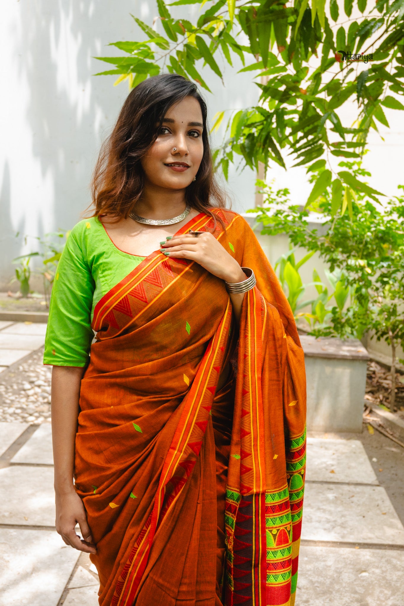Rust Dongria saree
